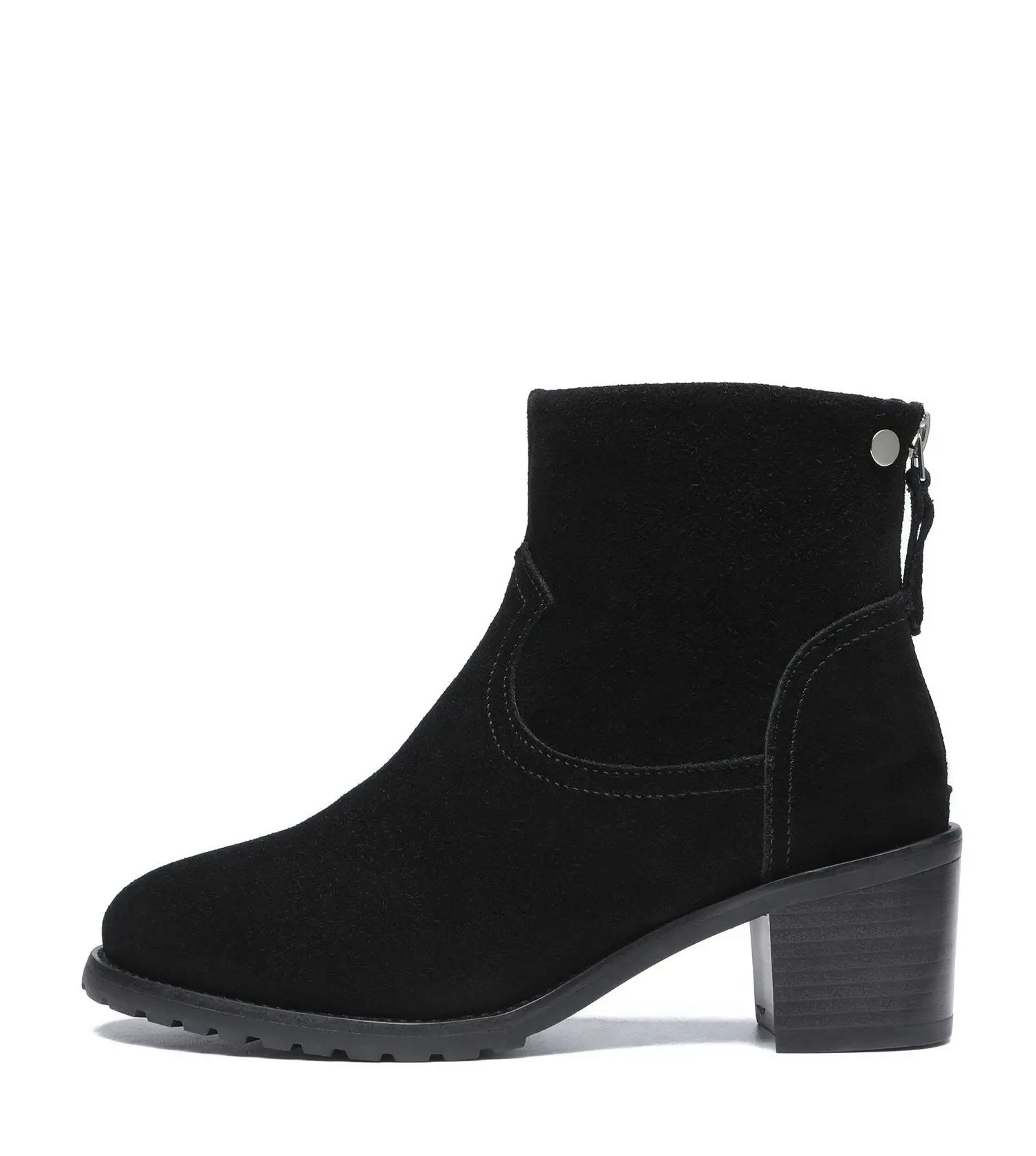 Tarramarra Black Leather Zipper Ankle Heel Boots Women Galena