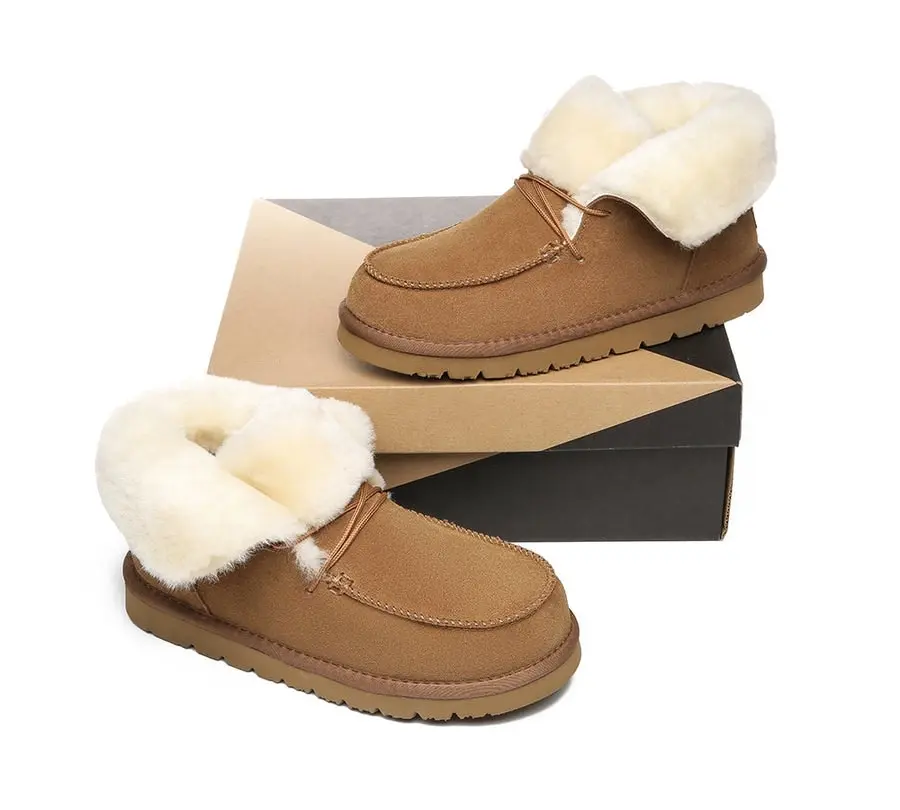 Australian Shepherd® Women Mini Ugg Alaina Casual Ankle Ugg Boots with Wool Collar