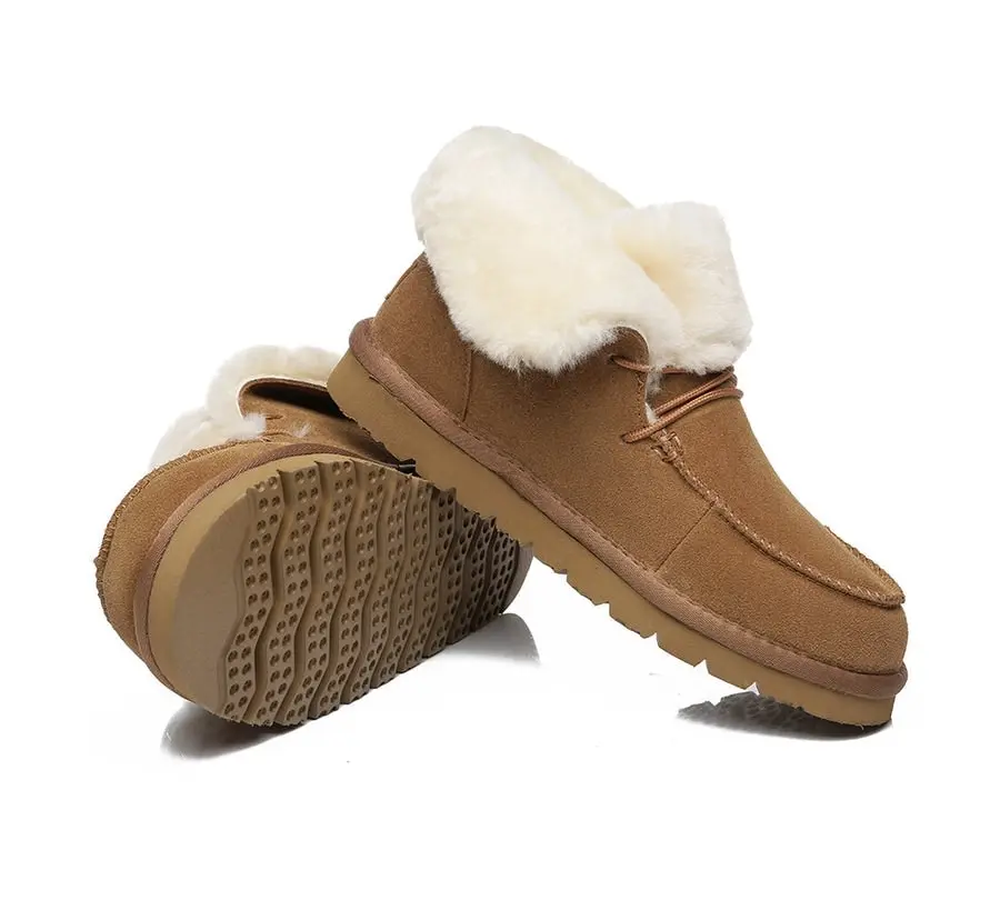 Australian Shepherd® Women Mini Ugg Alaina Casual Ankle Ugg Boots with Wool Collar