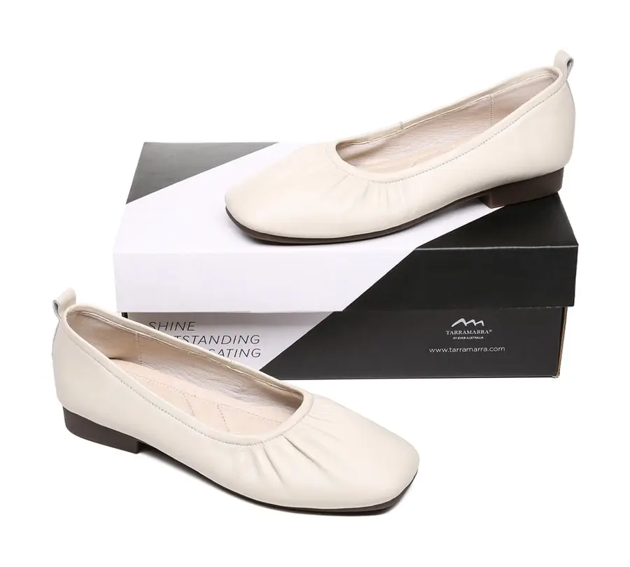 Tarramarra Square Toe Leather Ballet Flats Women Devora