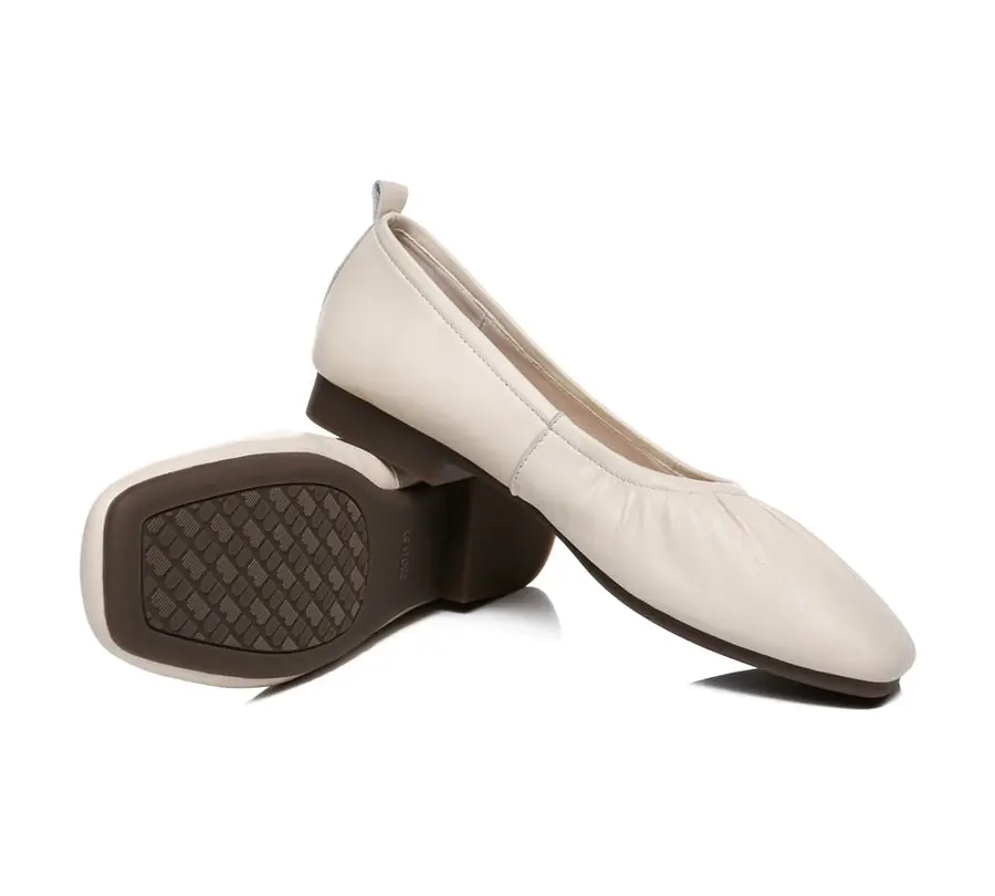 Tarramarra Square Toe Leather Ballet Flats Women Devora