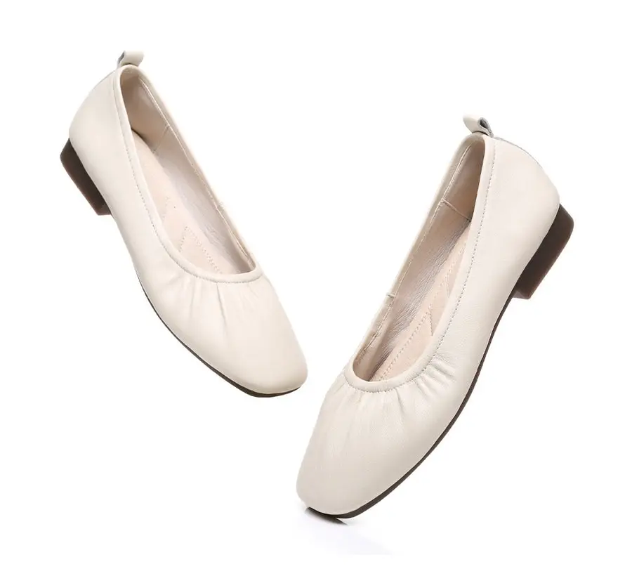 Tarramarra Square Toe Leather Ballet Flats Women Devora