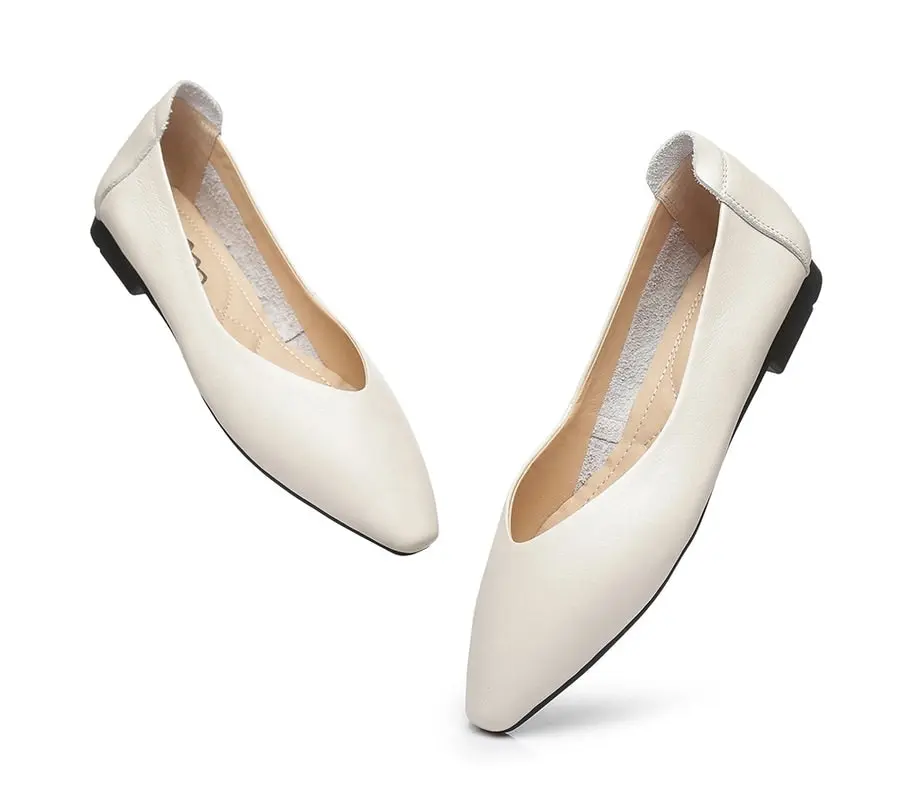 Tarramarra Pointed Toe Leather Ballet Flats Women Everly