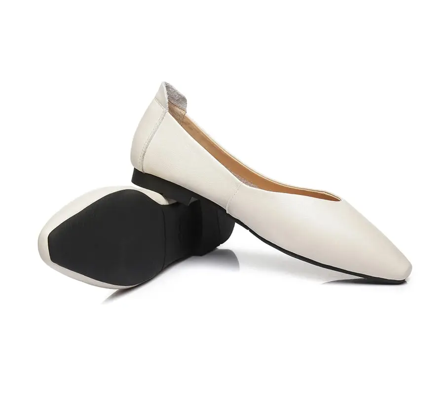 Tarramarra Pointed Toe Leather Ballet Flats Women Everly