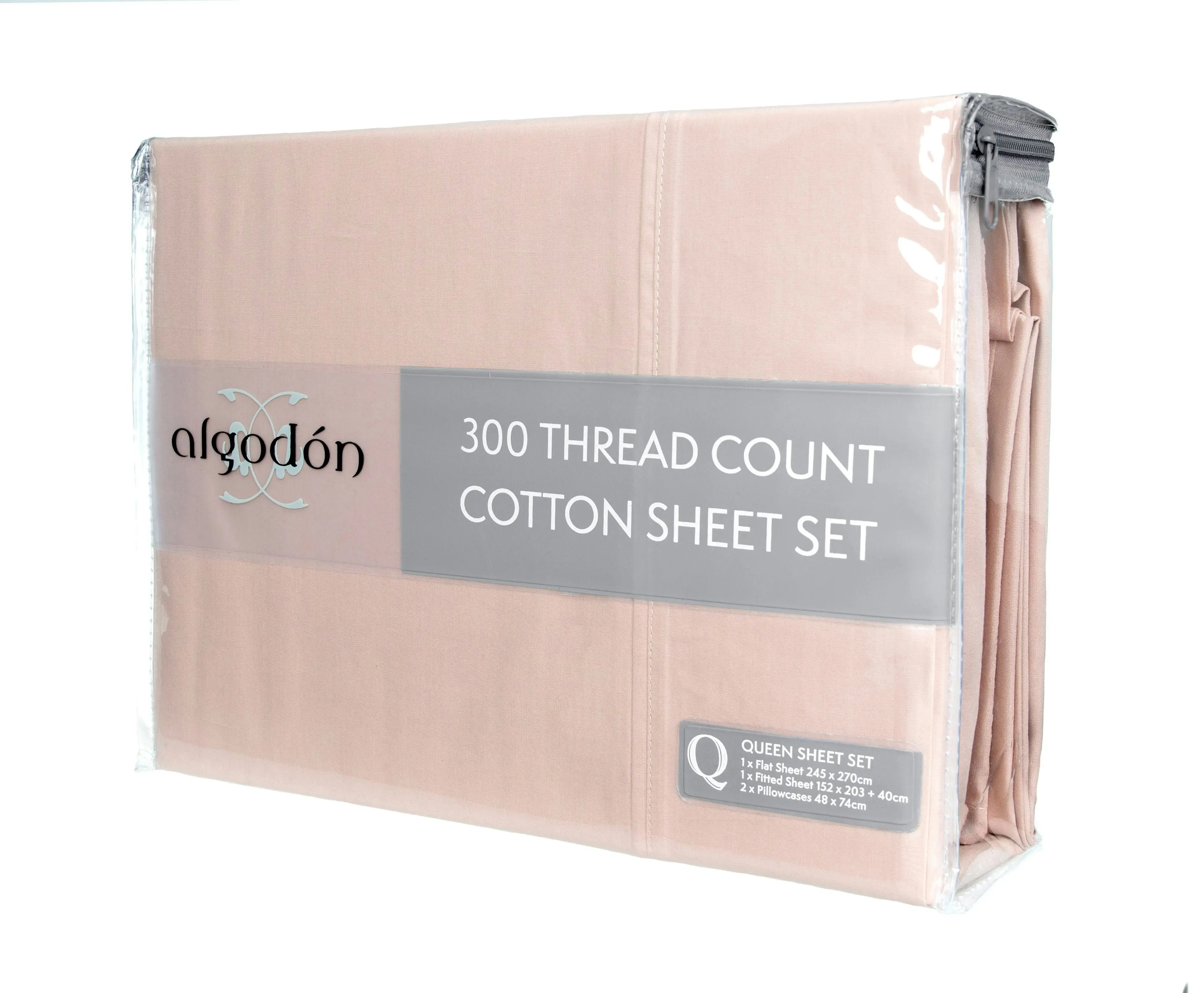 ALGODON "300TC Cotton" FITTED SHEET Combo Set PINK (S/KS/D/Q/K)