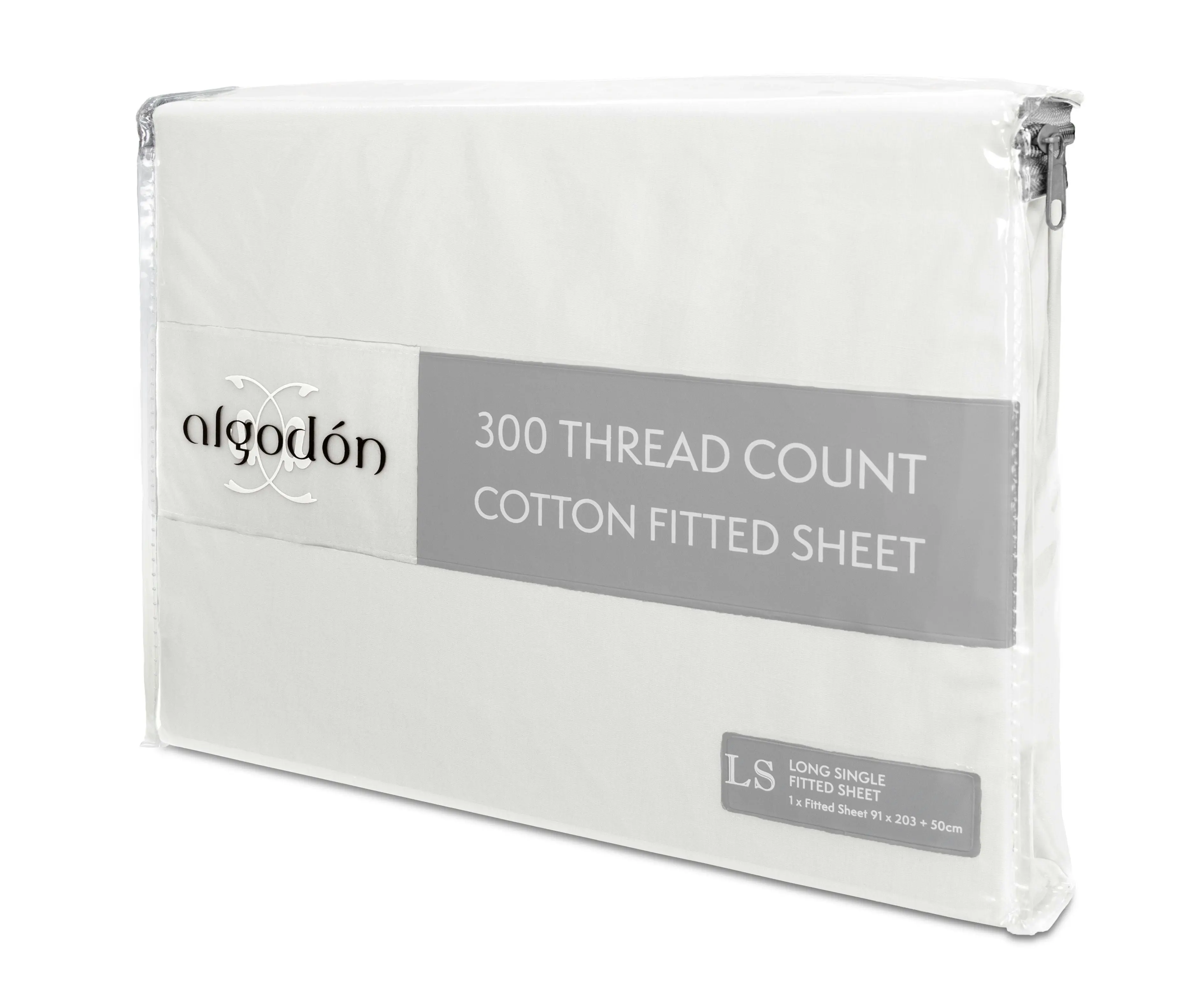 ALGODON "300TC Cotton" FITTED SHEET Combo Set WHITE (S/KS/D/Q/K)