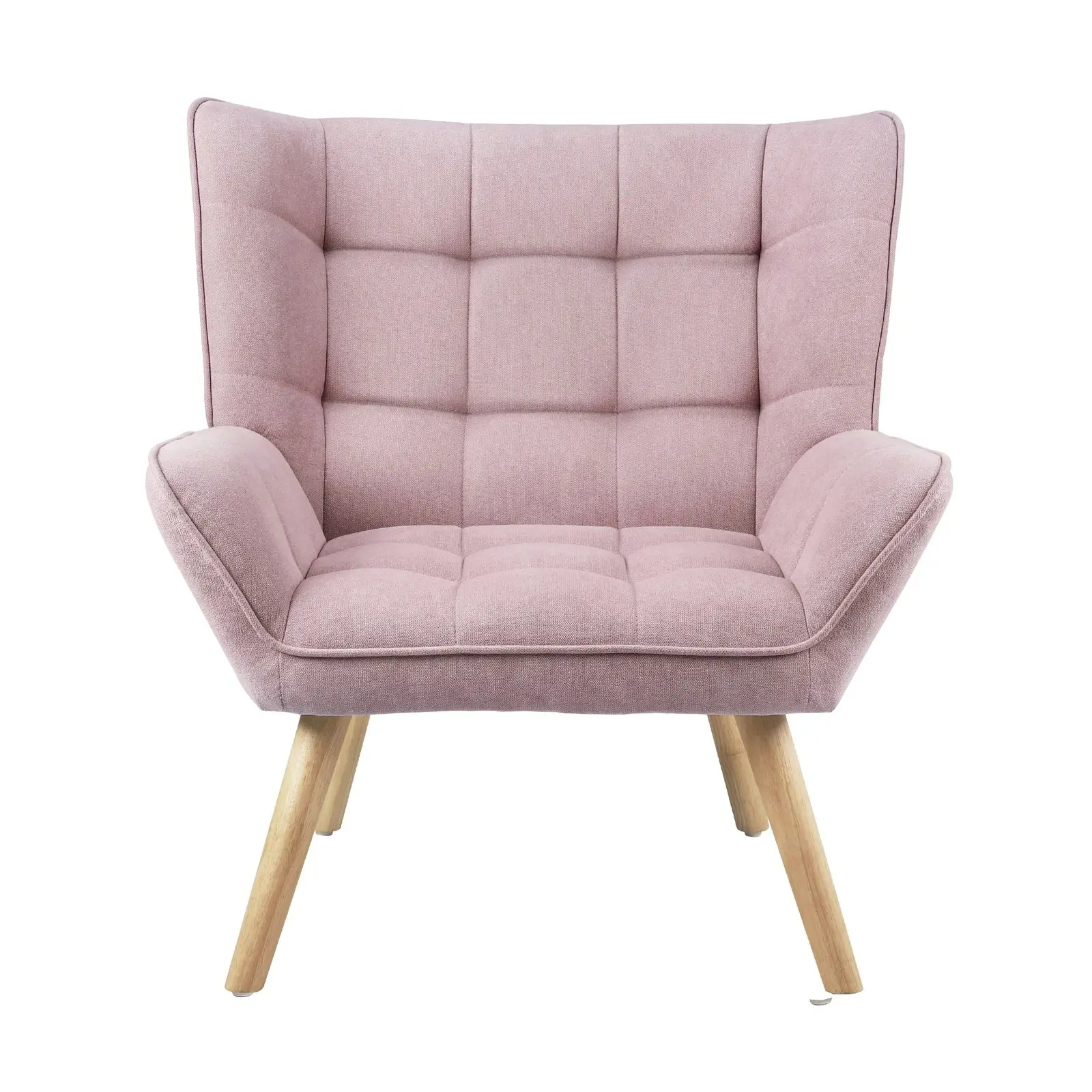 Oikiture Armchair Accent Chairs Sofa Lounge Fabric Upholstered Tub Chair Pink