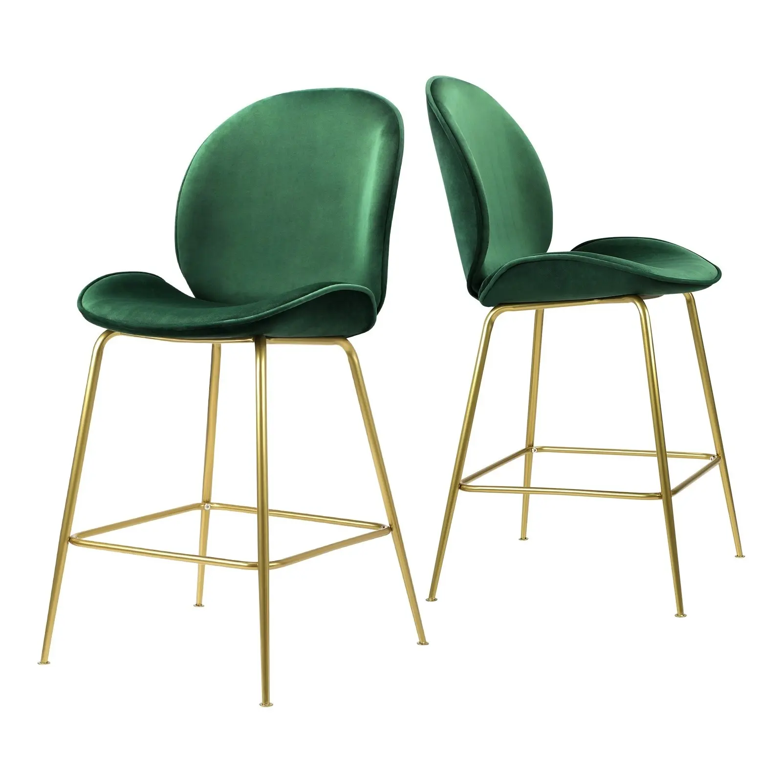 Oikiture Bar Stools Kitchen Stool Chairs Barstool Dining Chair Velvet Metal x2