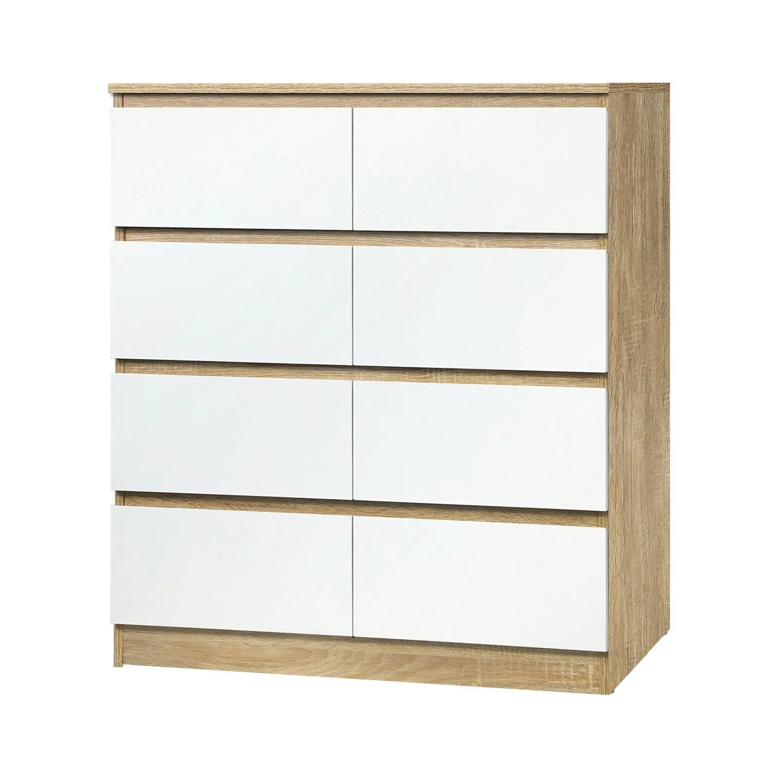 Oikiture 8 Chest of Drawers Tallboy Wooden White PURI