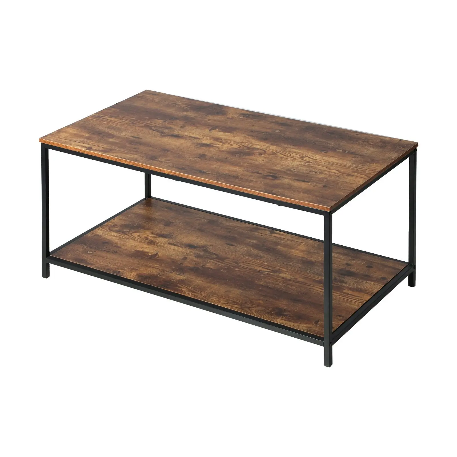 Oikiture Coffee Table Side Table Storage Rack Shelf 2-Tier Industrial Furniture