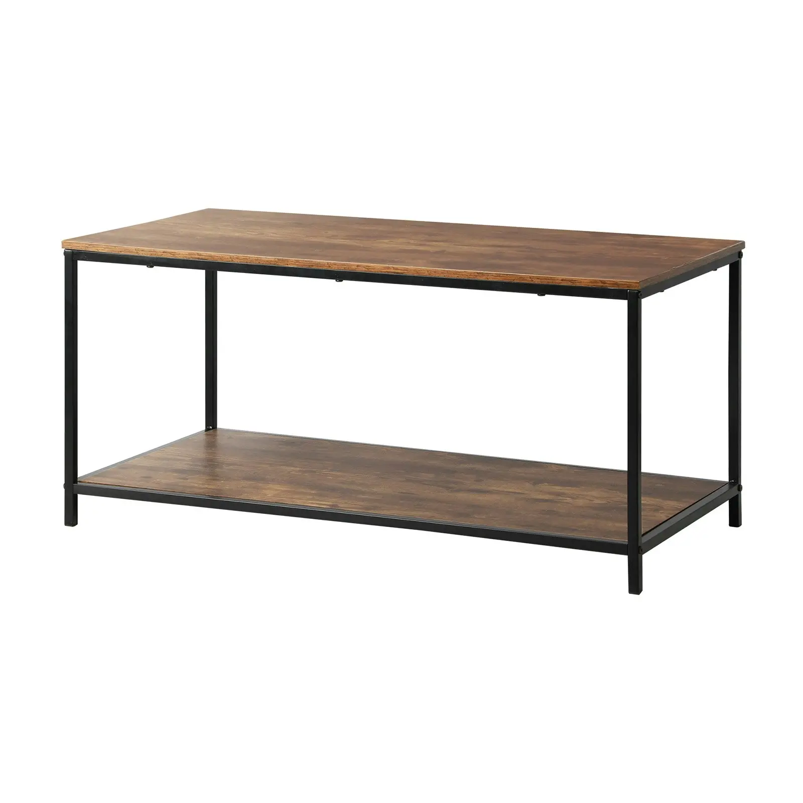 Oikiture Coffee Table Side Table Storage Rack Shelf 2-Tier Industrial Furniture