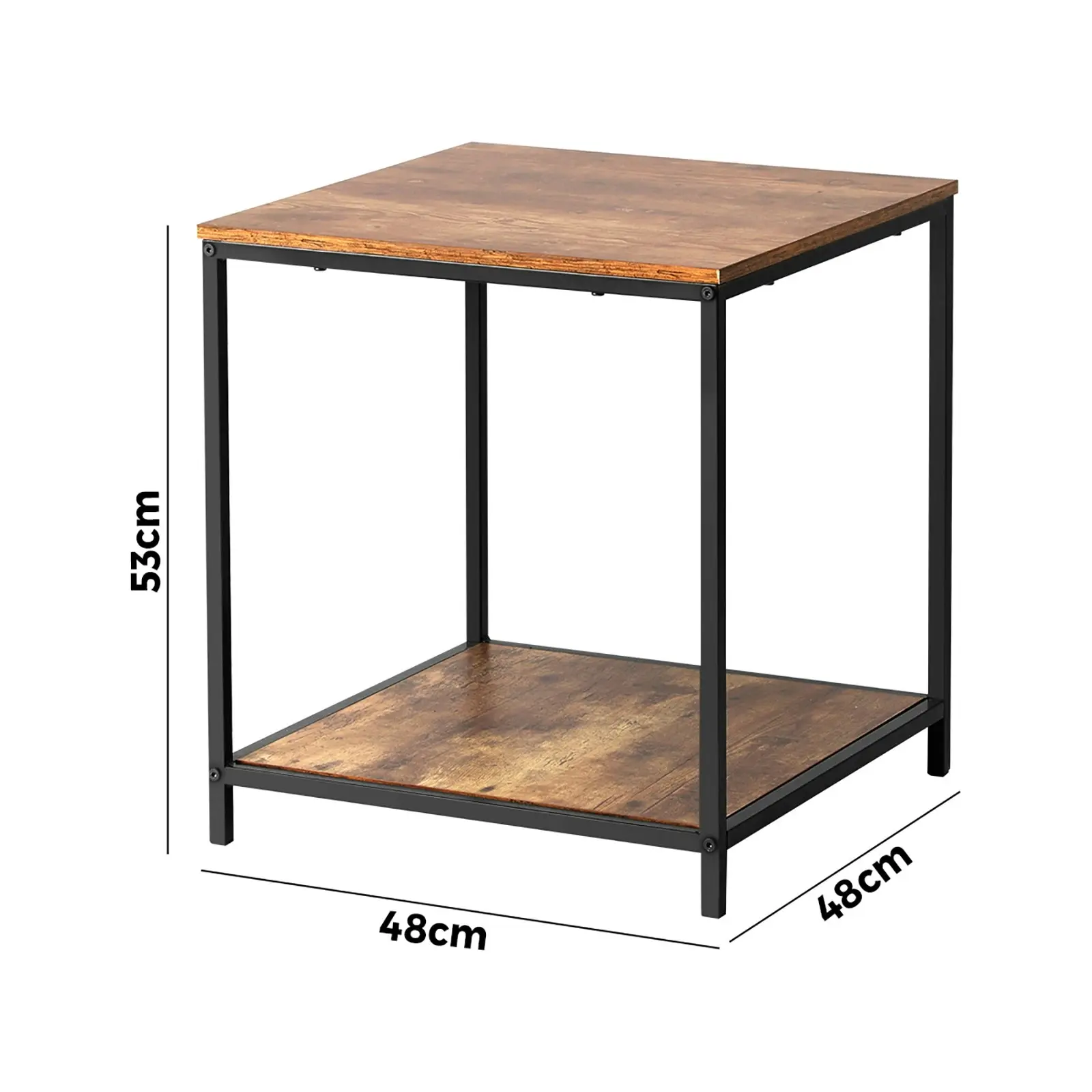 Oikiture Side End Table Coffee Table Bedside Shelf 2-Tier Industrial Furniture