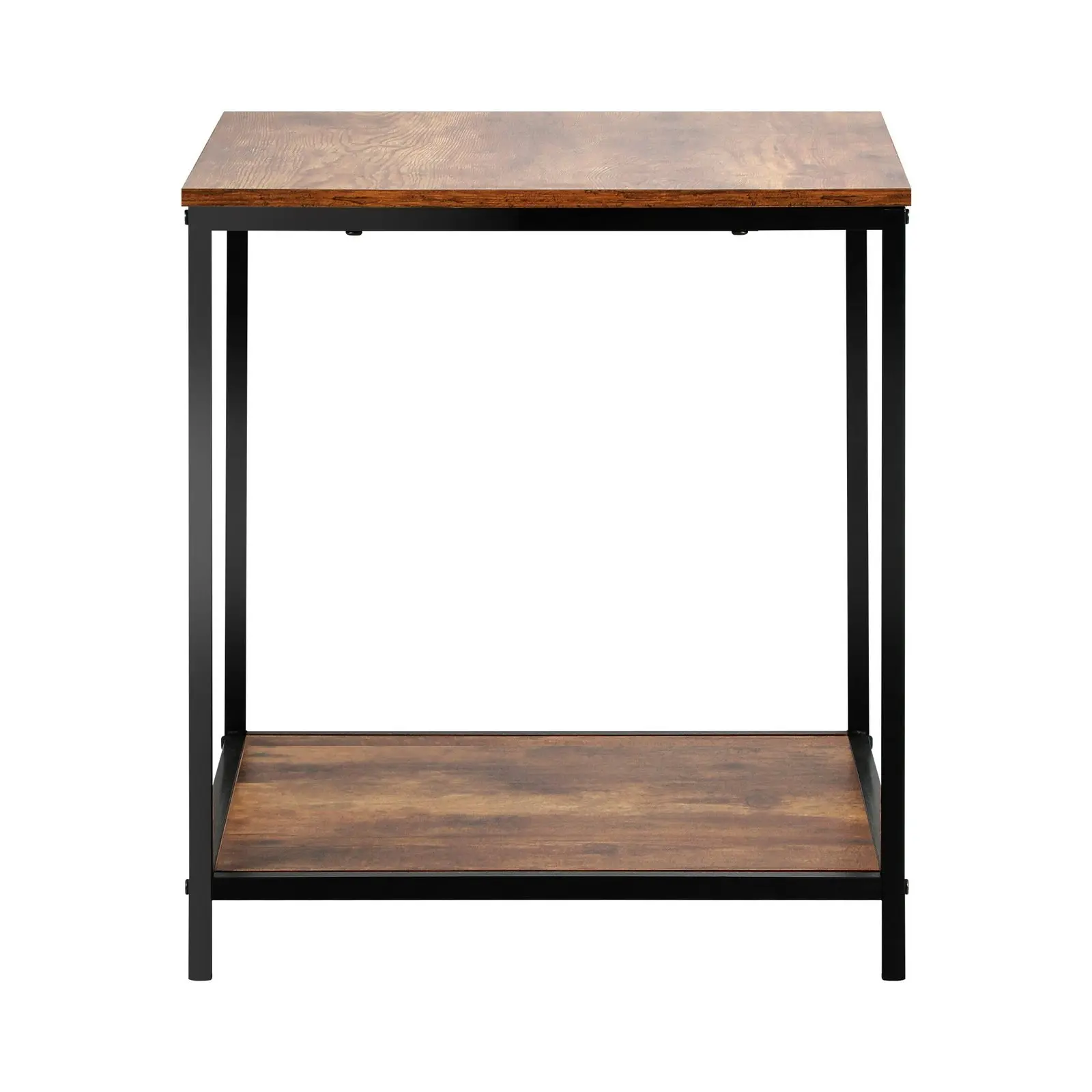 Oikiture Side End Table Coffee Table Bedside Shelf 2-Tier Industrial Furniture