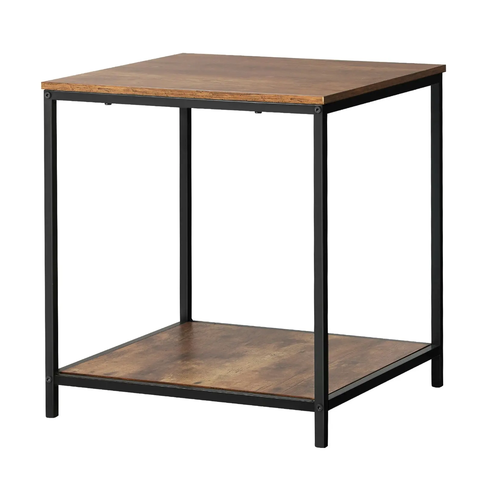 Oikiture Side End Table Coffee Table Bedside Shelf 2-Tier Industrial Furniture