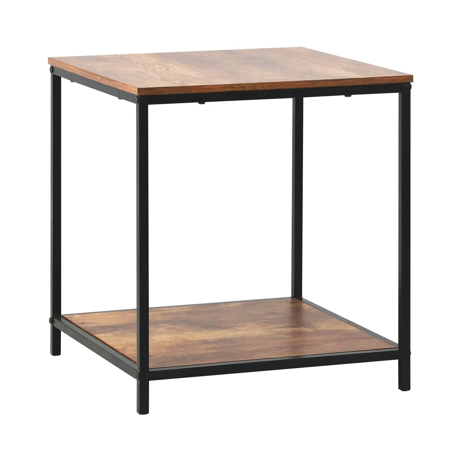 Oikiture Side End Table Coffee Table Bedside Shelf 2-Tier Industrial Furniture