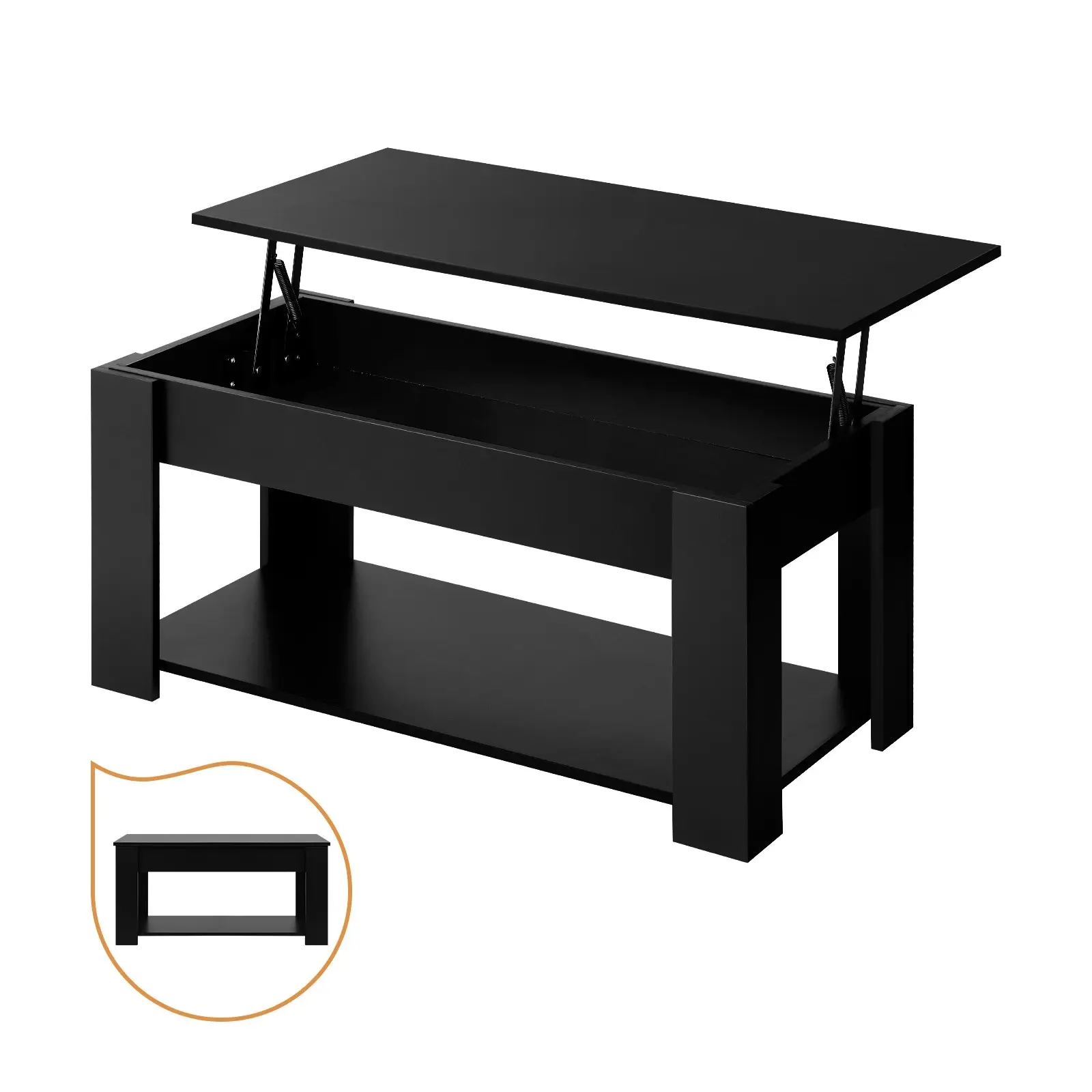 Oikiture Coffee Table Lift Up Top Modern Tables Hidden Book Storage Black