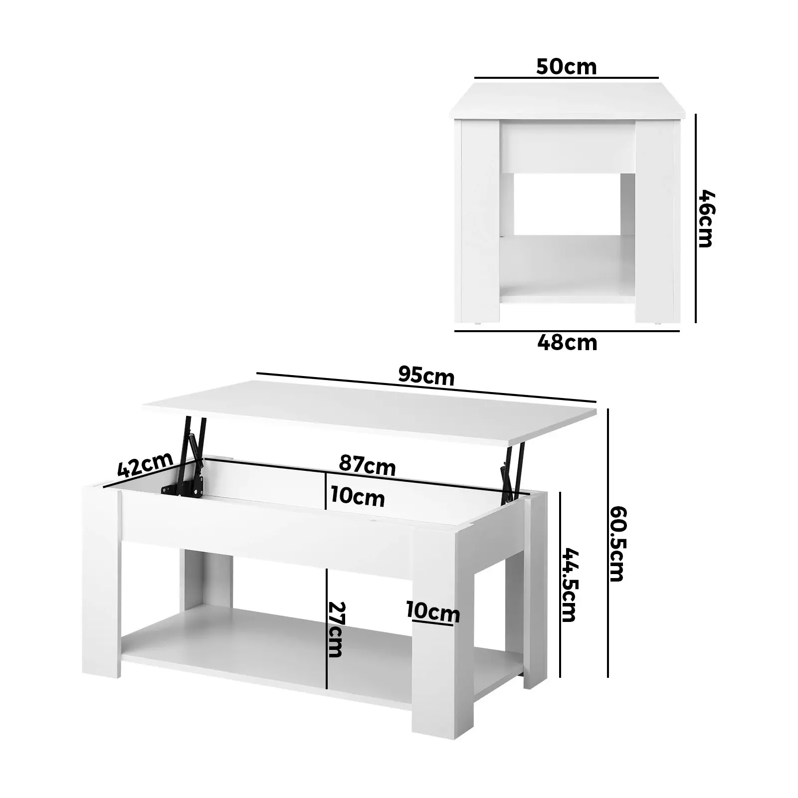 Oikiture Coffee Table Lift Up Top Modern Tables Hidden Book Storage White