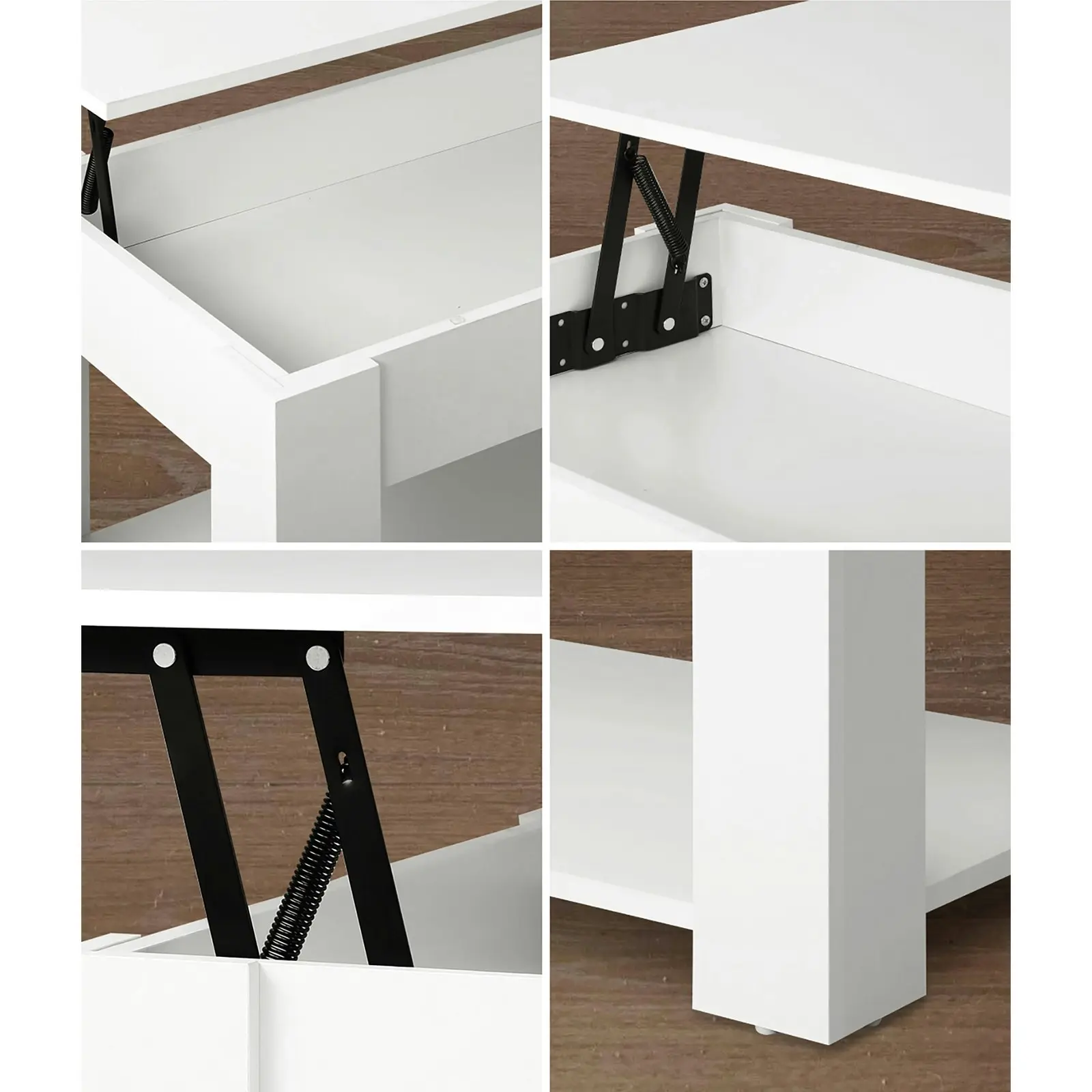 Oikiture Coffee Table Lift Up Top Modern Tables Hidden Book Storage White