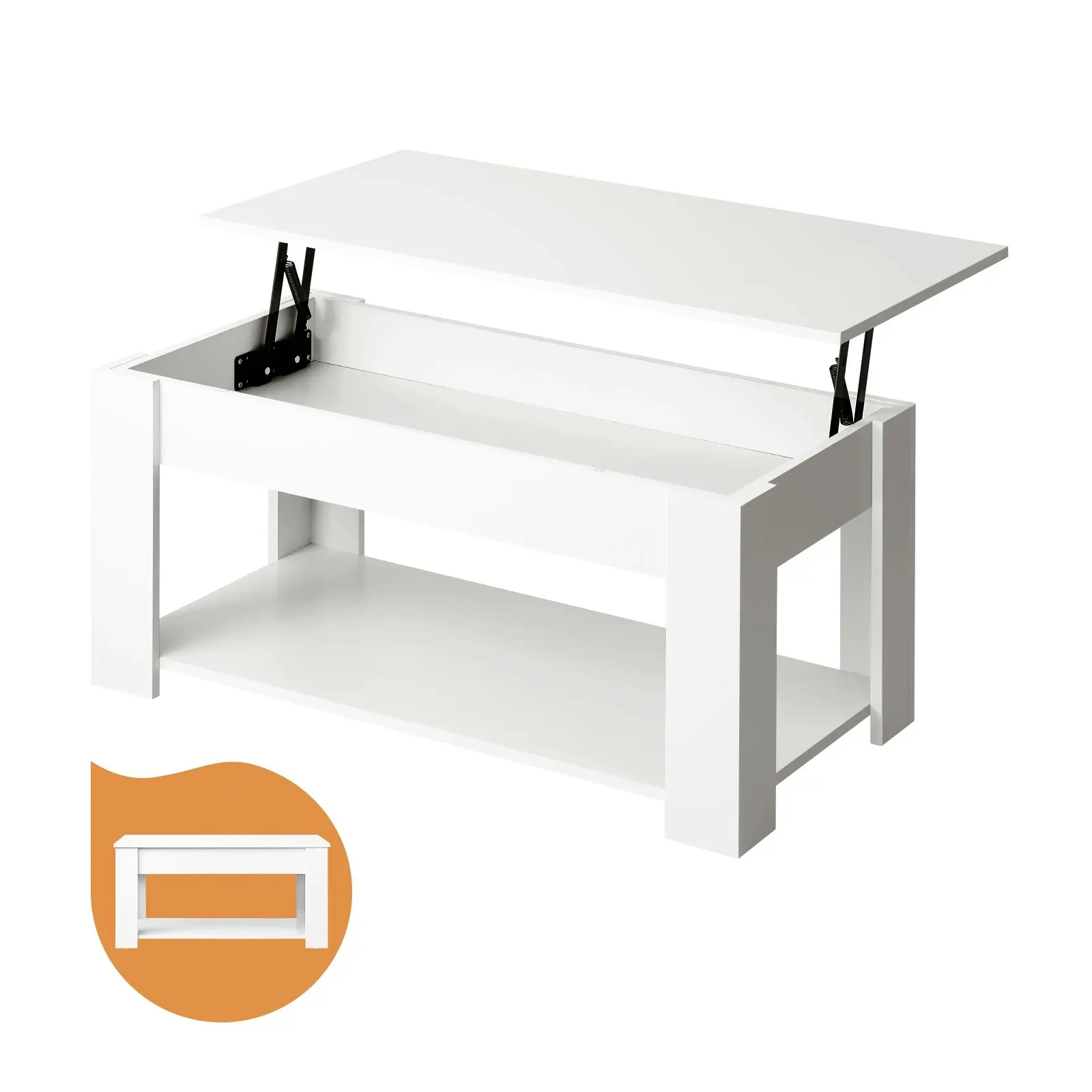 Oikiture Coffee Table Lift Up Top Modern Tables Hidden Book Storage White