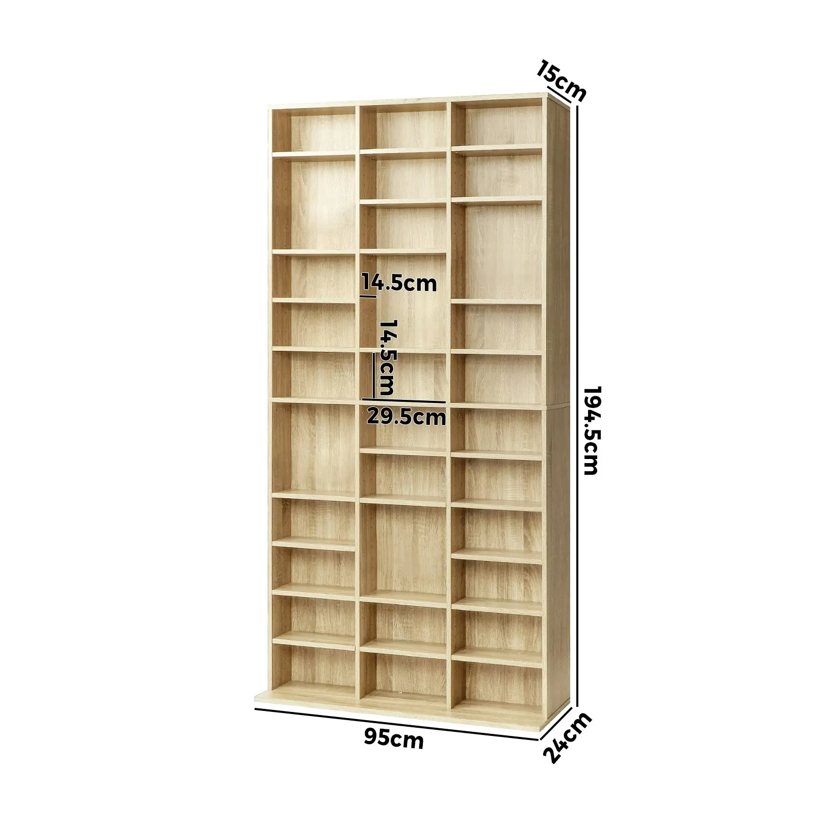 Oikiture Display Shelf Bookshelf Bookcase CD DVD Storage Media Stand Rack Oak