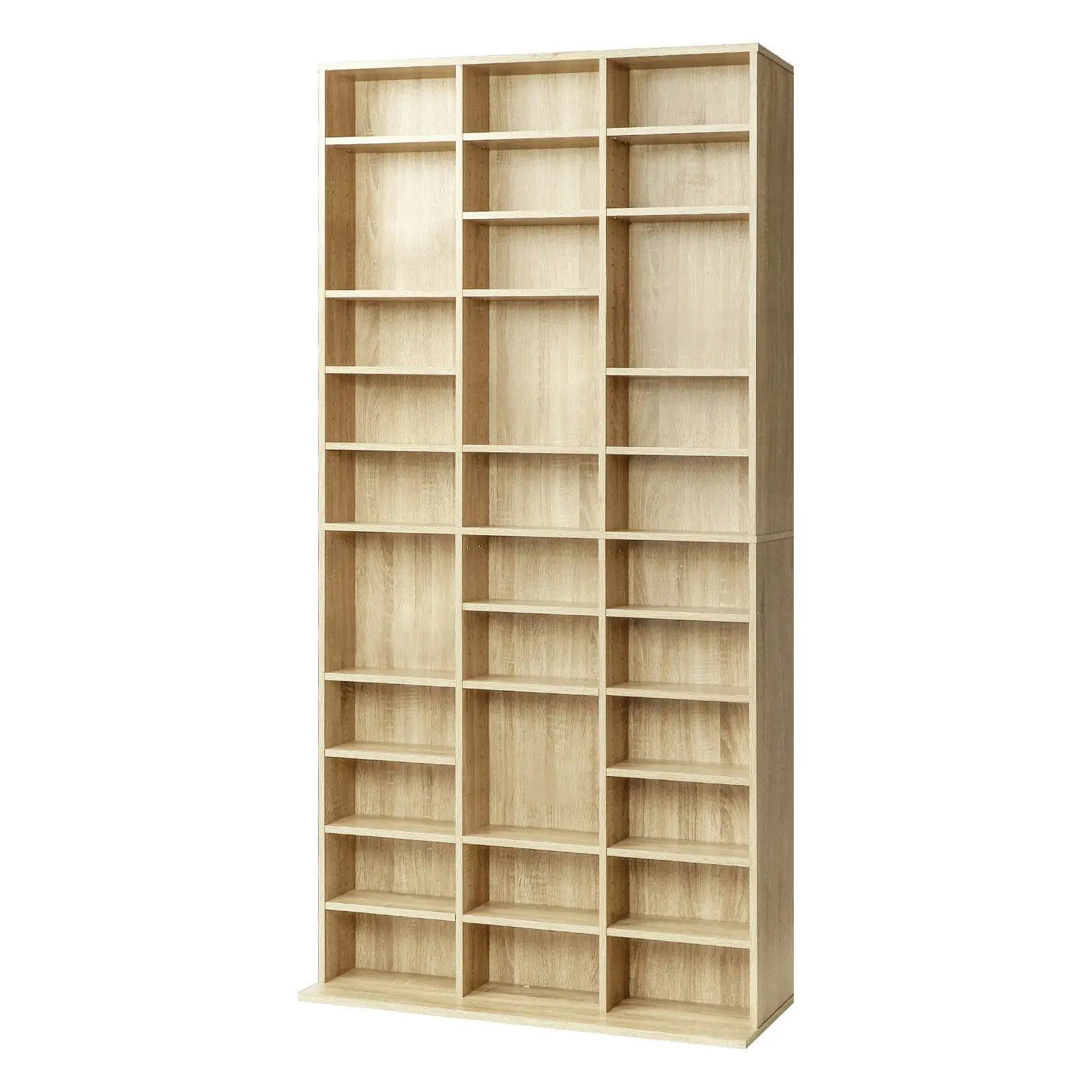 Oikiture Display Shelf Bookshelf Bookcase CD DVD Storage Media Stand Rack Oak