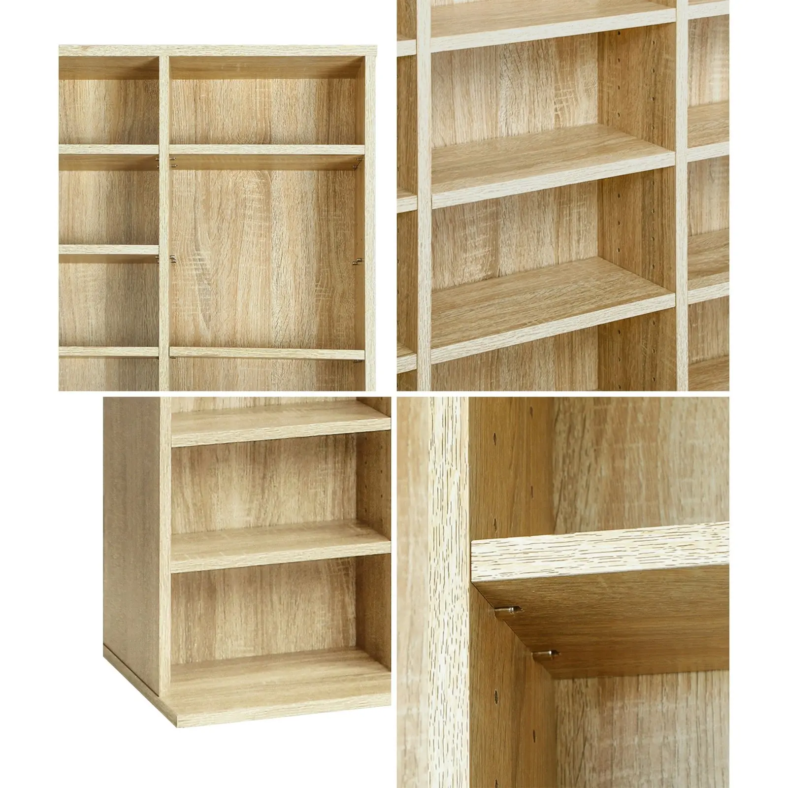 Oikiture Display Shelf Bookshelf Bookcase CD DVD Storage Media Stand Rack Oak