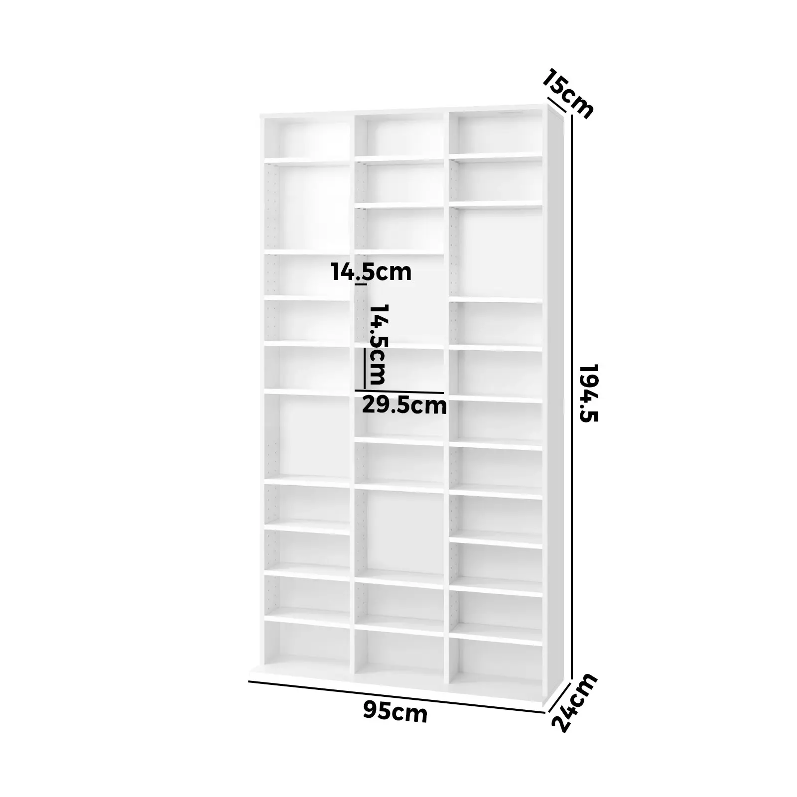 Oikiture Bookshelf Display Shelf Bookcase CD DVD Storage Media Stand Rack White