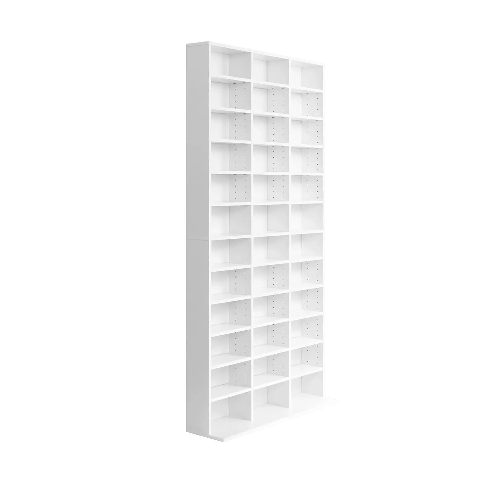 Oikiture Bookshelf Display Shelf Bookcase CD DVD Storage Media Stand Rack White