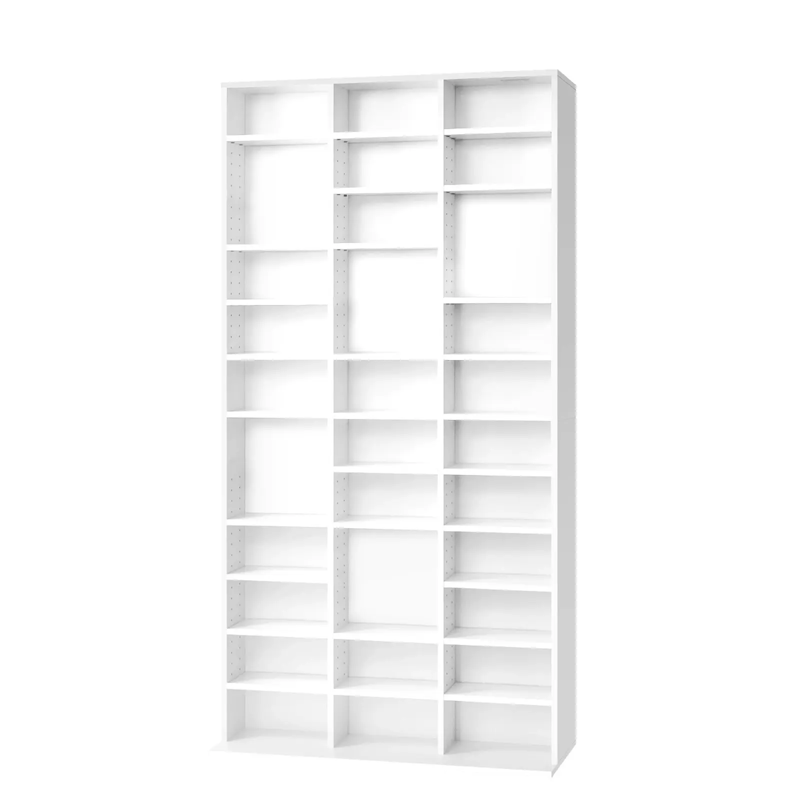 Oikiture Bookshelf Display Shelf Bookcase CD DVD Storage Media Stand Rack White