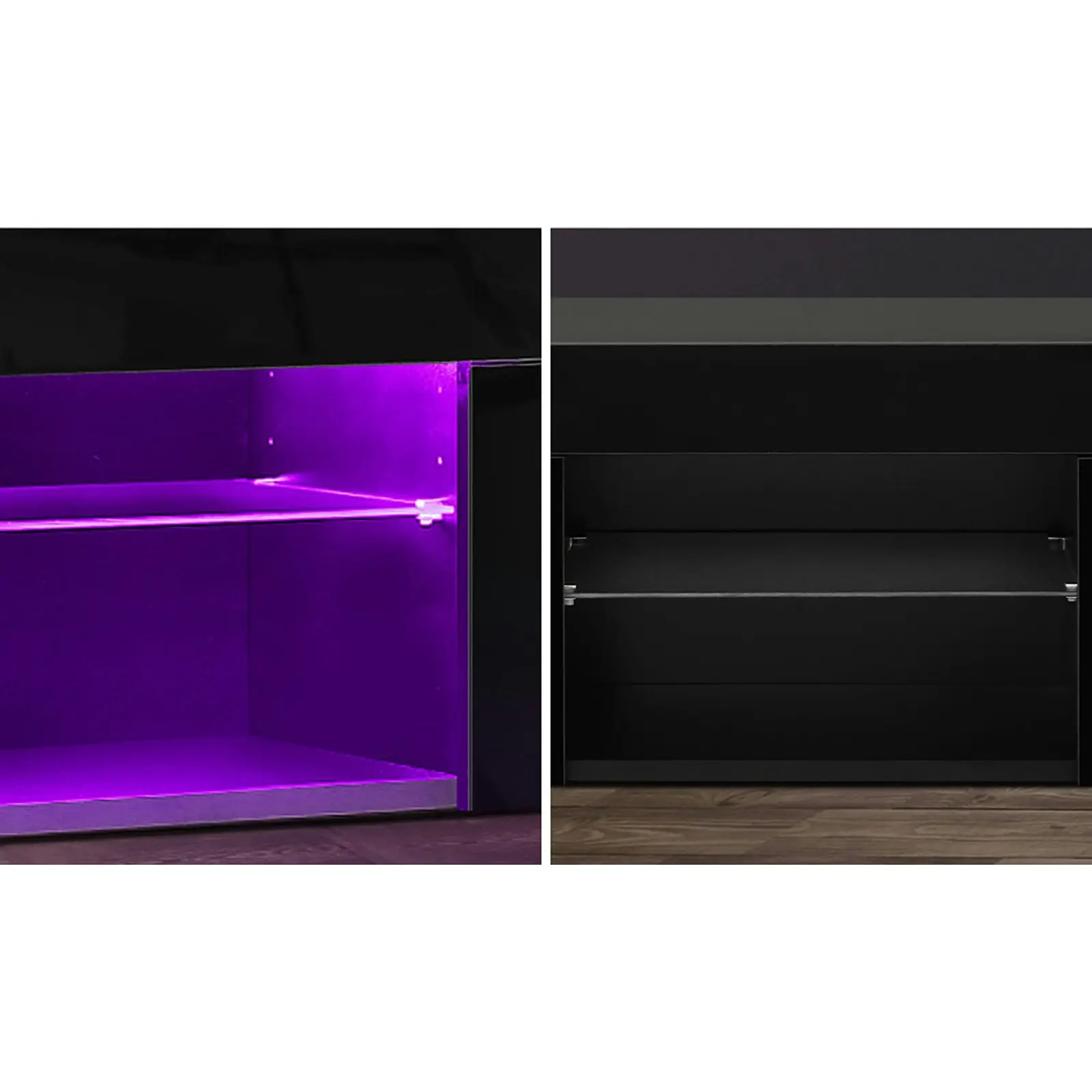 Oikiture TV Cabinet Entertainment Unit Stand RGB LED Gloss Furniture 130cm Black