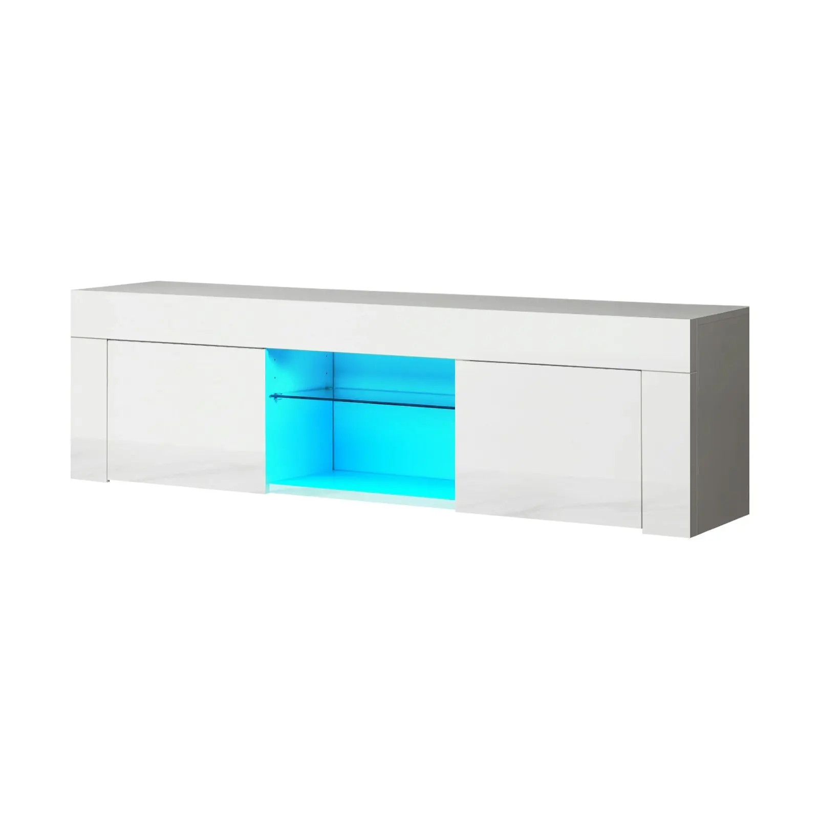 Oikiture TV Cabinet Entertainment Unit Stand RGB LED Gloss Furniture 130cm White