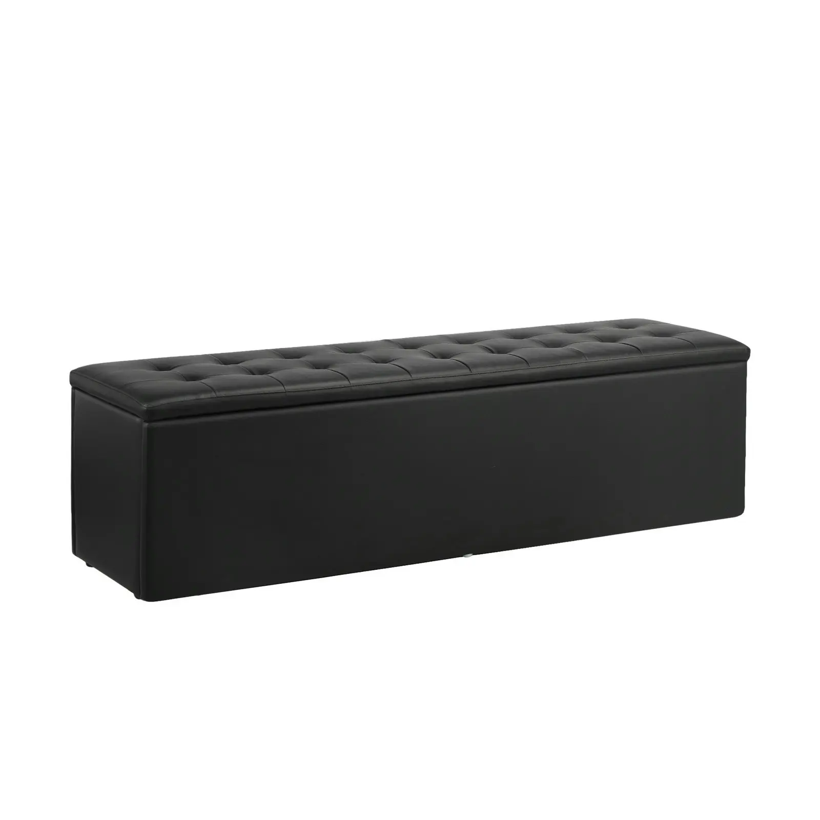 Oikiture Storage Ottoman Blanket Box Foot Stool XL Chest Toy PU Leather Black