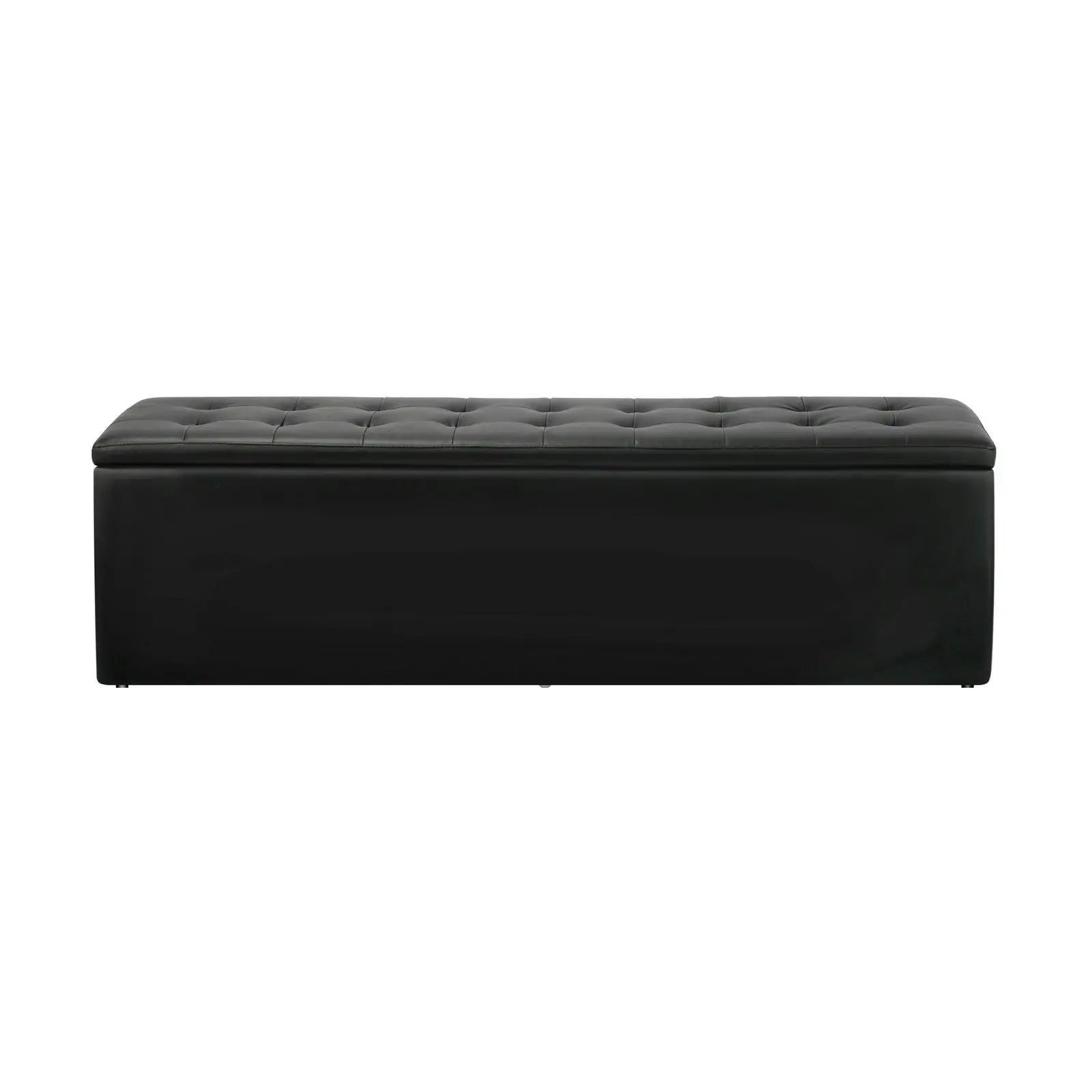 Oikiture Storage Ottoman Blanket Box Foot Stool XL Chest Toy PU Leather Black