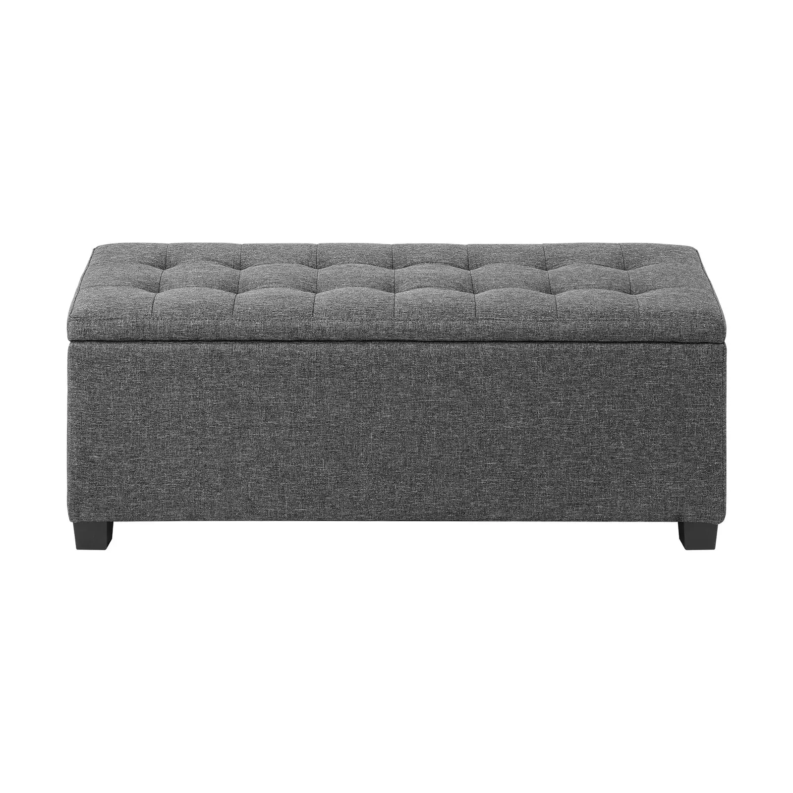 Oikiture Storage Ottoman Blanket Box Faux Linen Chest Toy Foot Stool LARGE Grey