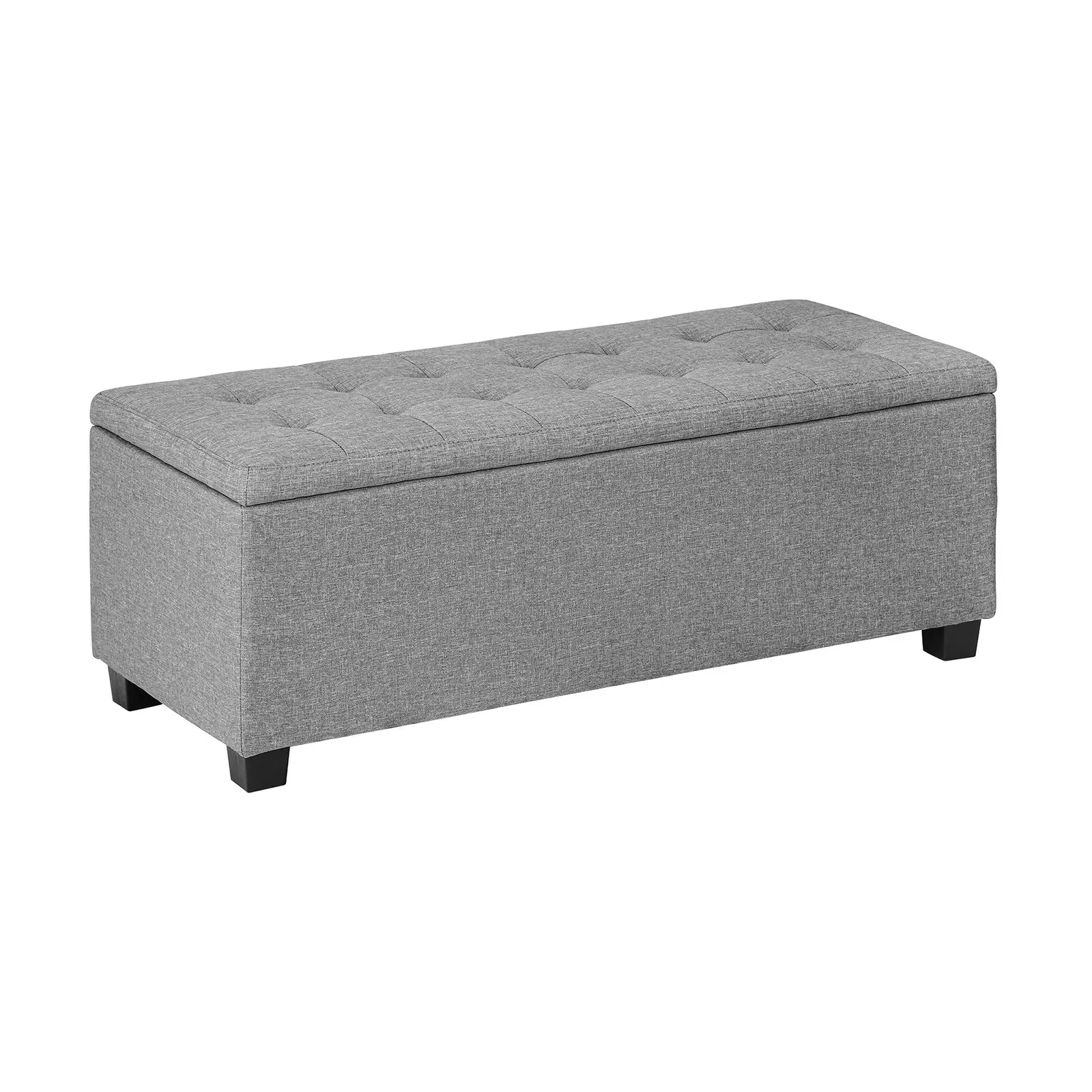 Oikiture Storage Ottoman Blanket Box Faux Linen Chest Toy Foot Stool LARGE