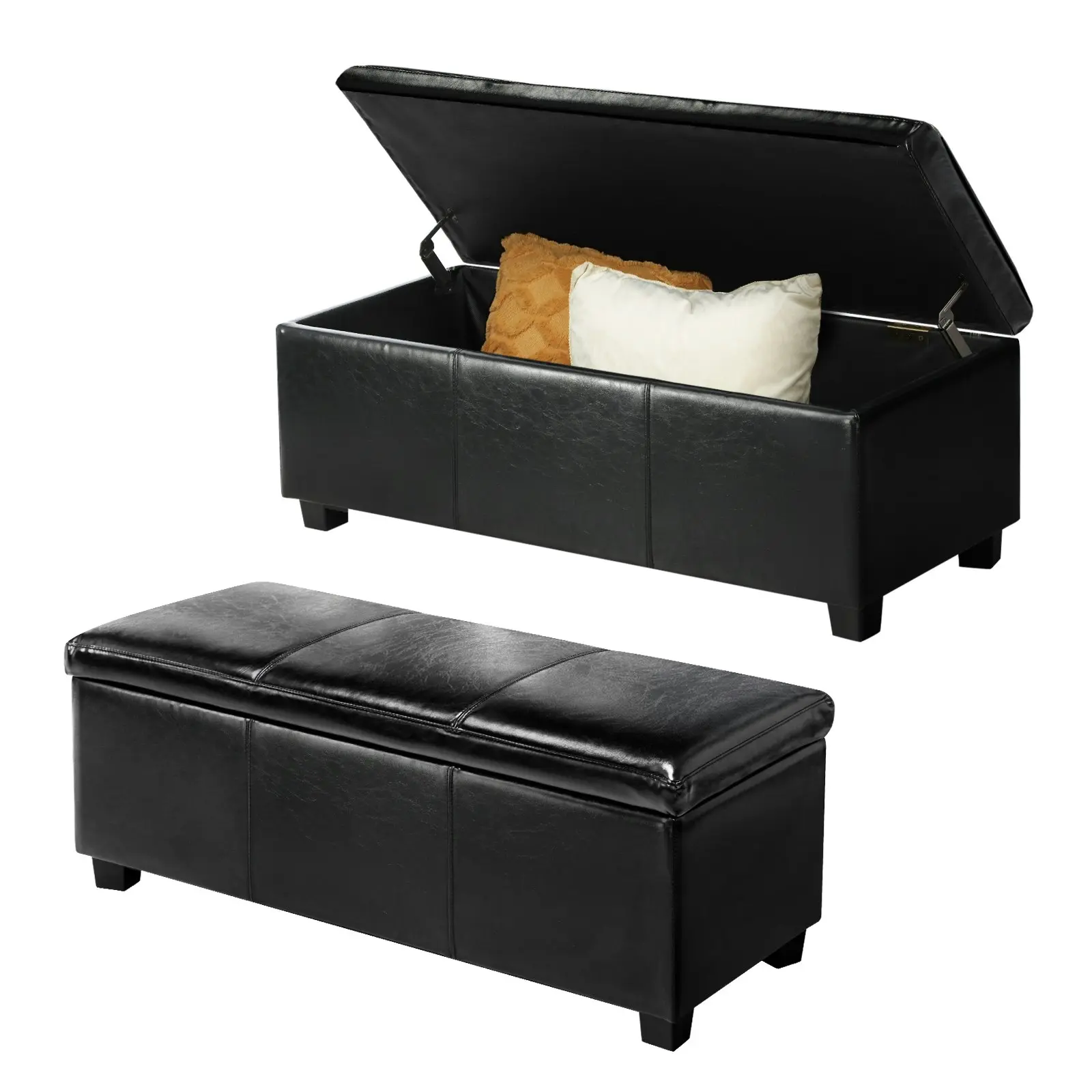 Oikiture Storage Ottoman Blanket Box PU Leather Arm Foot Stool Couch Large