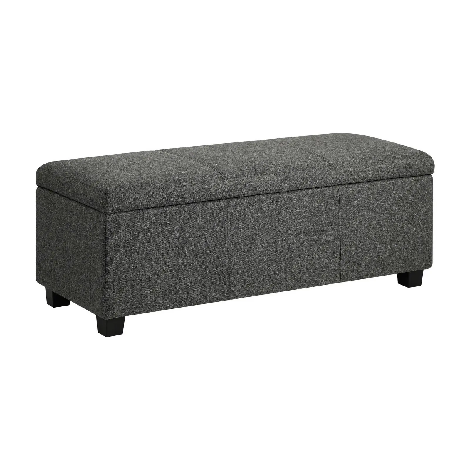 Oikiture Storage Ottoman Blanket Box Linen Fabric Arm Foot Stool Couch Grey Large