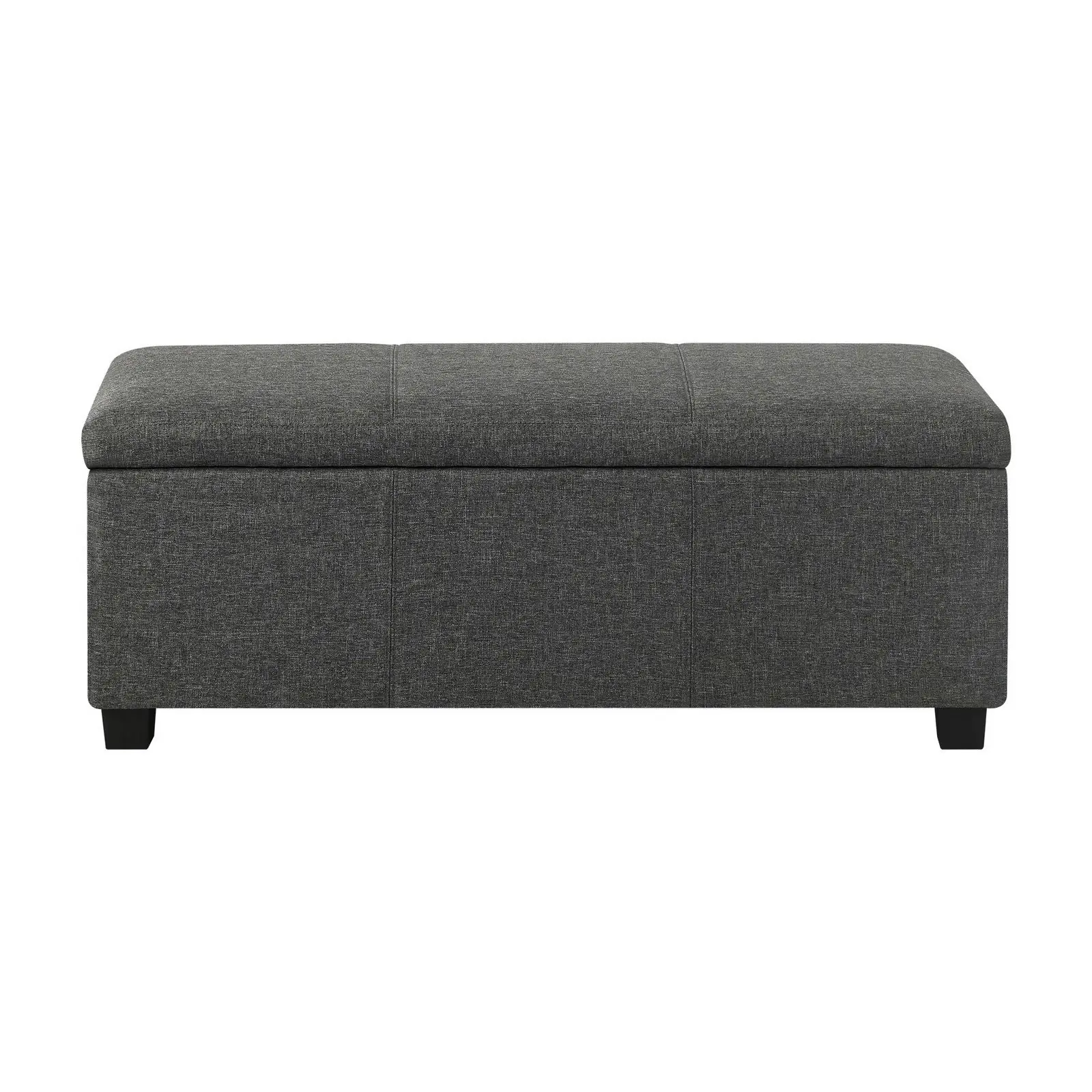 Oikiture Storage Ottoman Blanket Box Linen Fabric Arm Foot Stool Couch Grey Large