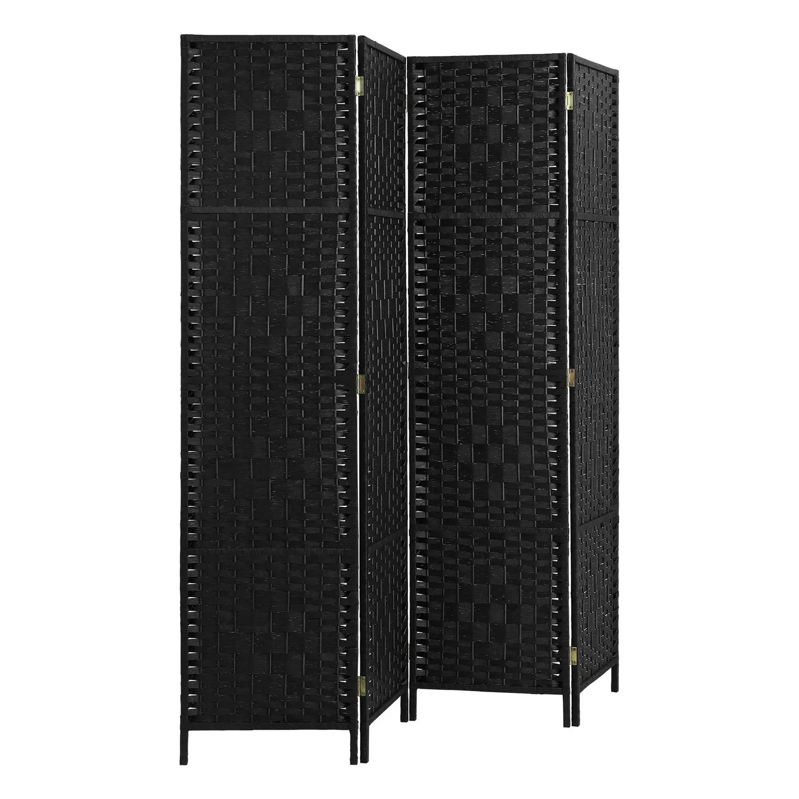 Oikiture 4 Panel Room Divider Screen Privacy Dividers Woven Wood Folding Black