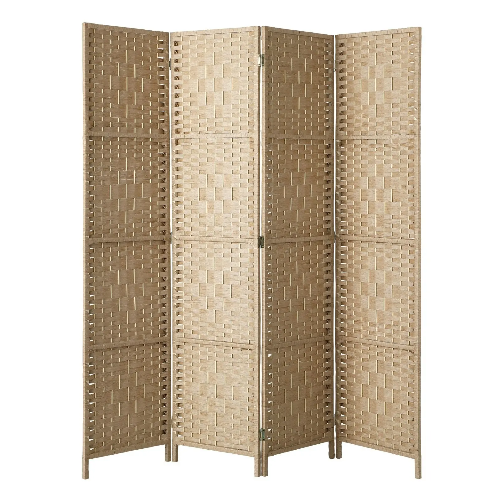 Oikiture 4 Panel Room Divider Privacy Screen Dividers Woven Wood Fold Stand