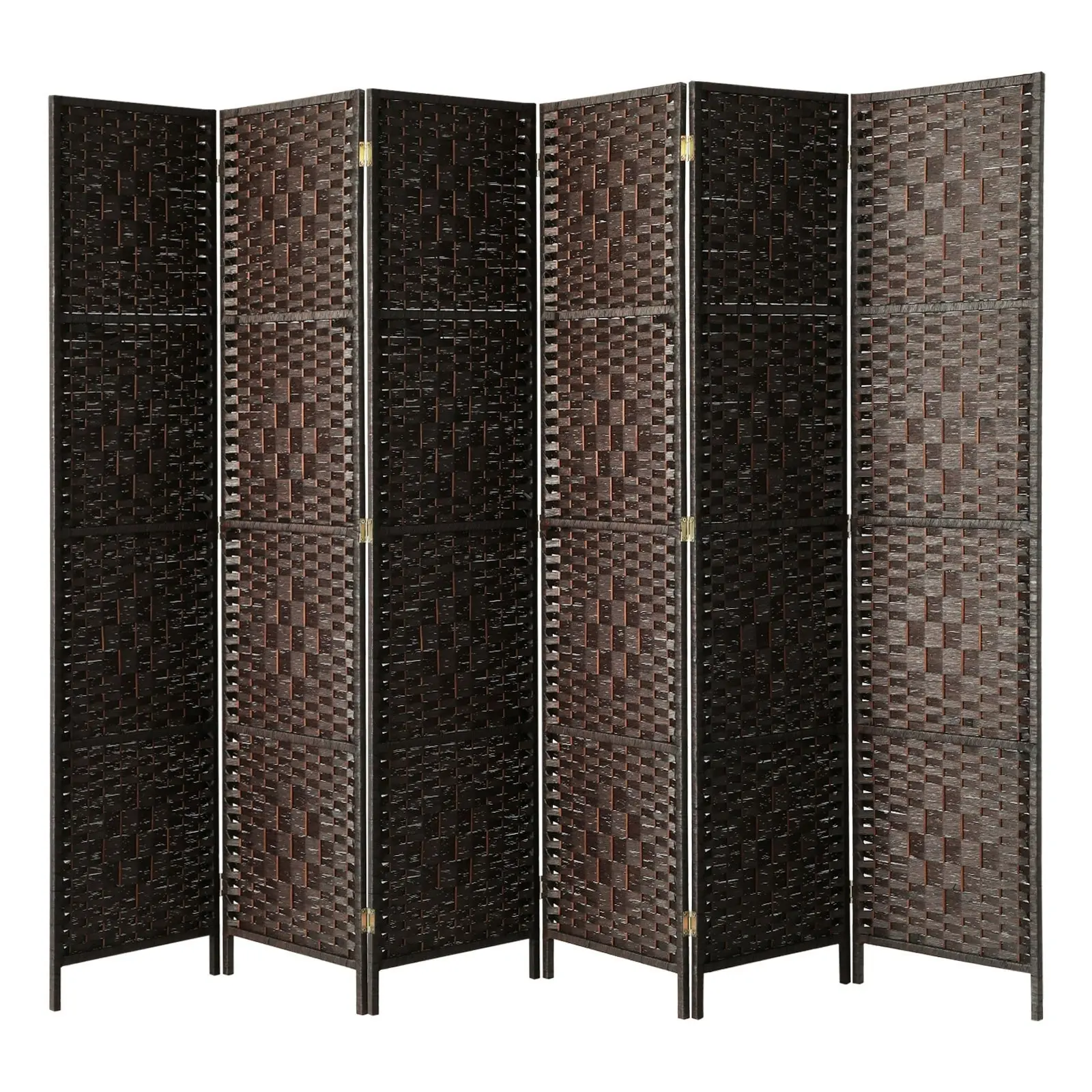 Oikiture 6 Panel Room Divider Screen Privacy Dividers Woven Wood Folding Brown