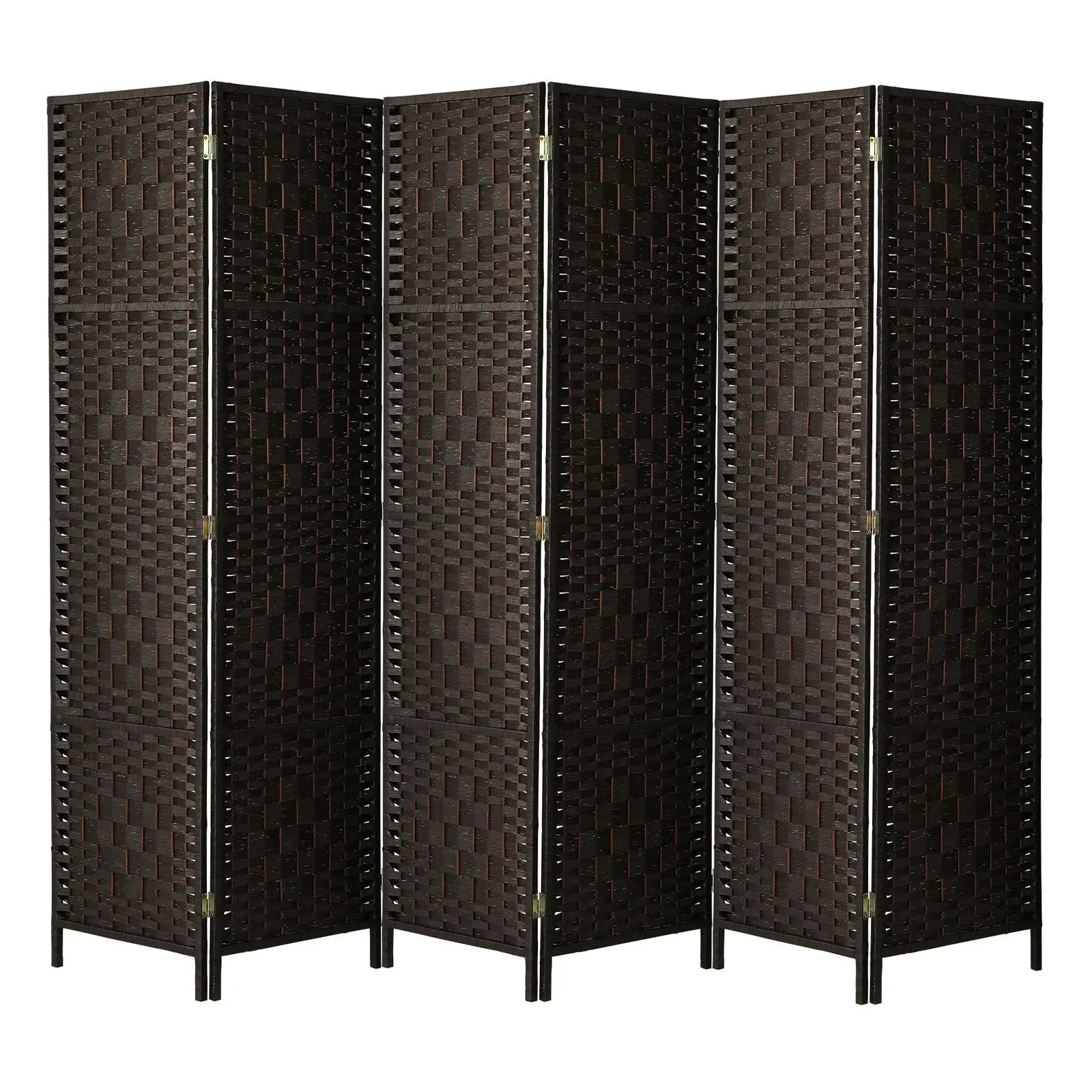 Oikiture 6 Panel Room Divider Screen Privacy Dividers Woven Wood Folding Brown