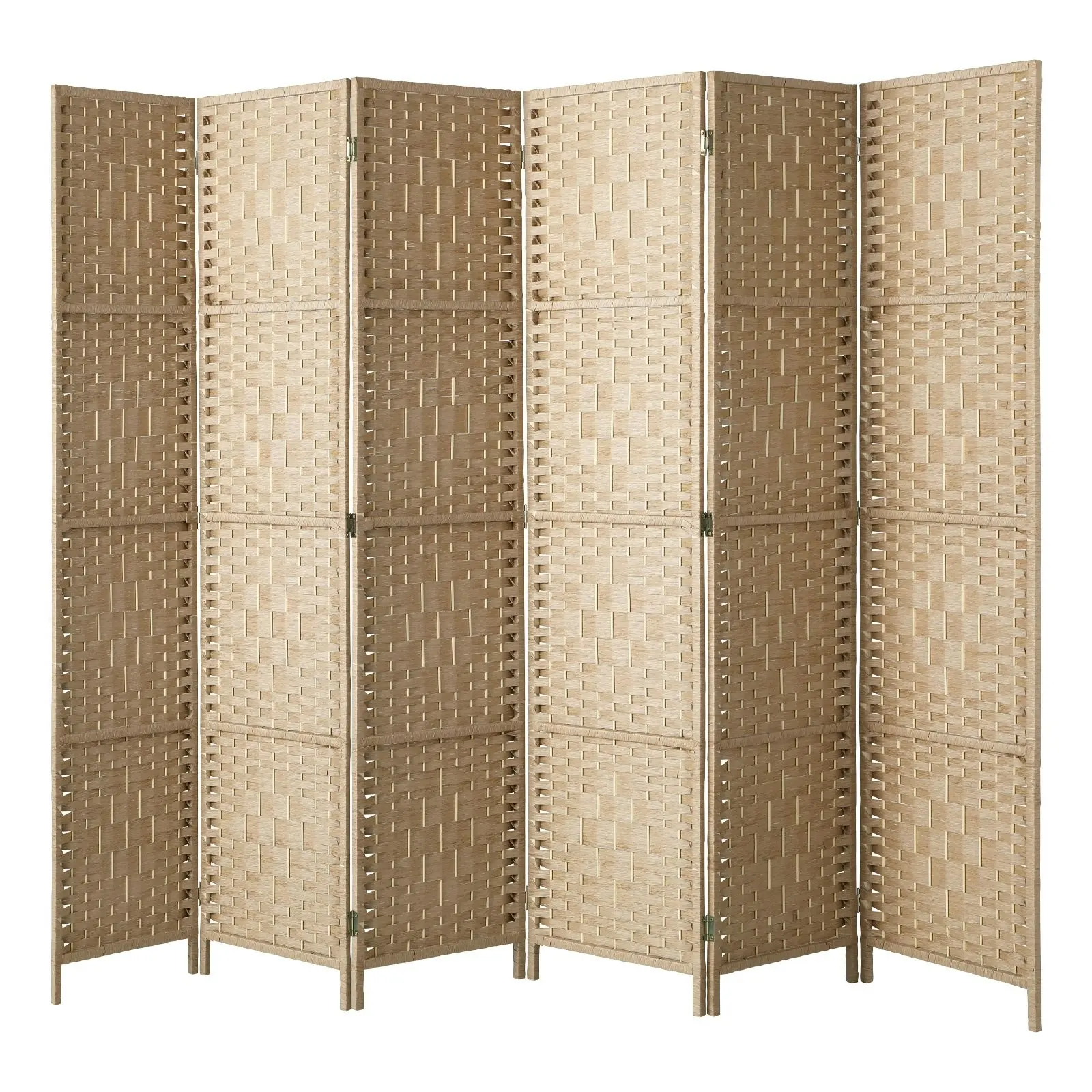 Oikiture 6 Panel Room Divider Privacy Screen Dividers Woven Wood Fold Stand