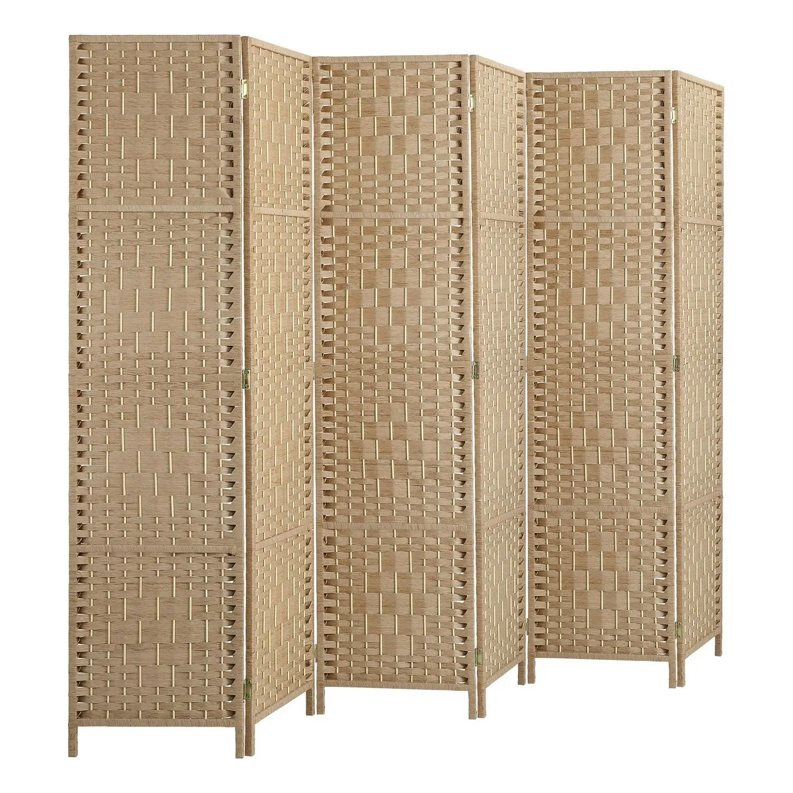 Oikiture 6 Panel Room Divider Privacy Screen Dividers Woven Wood Fold Stand