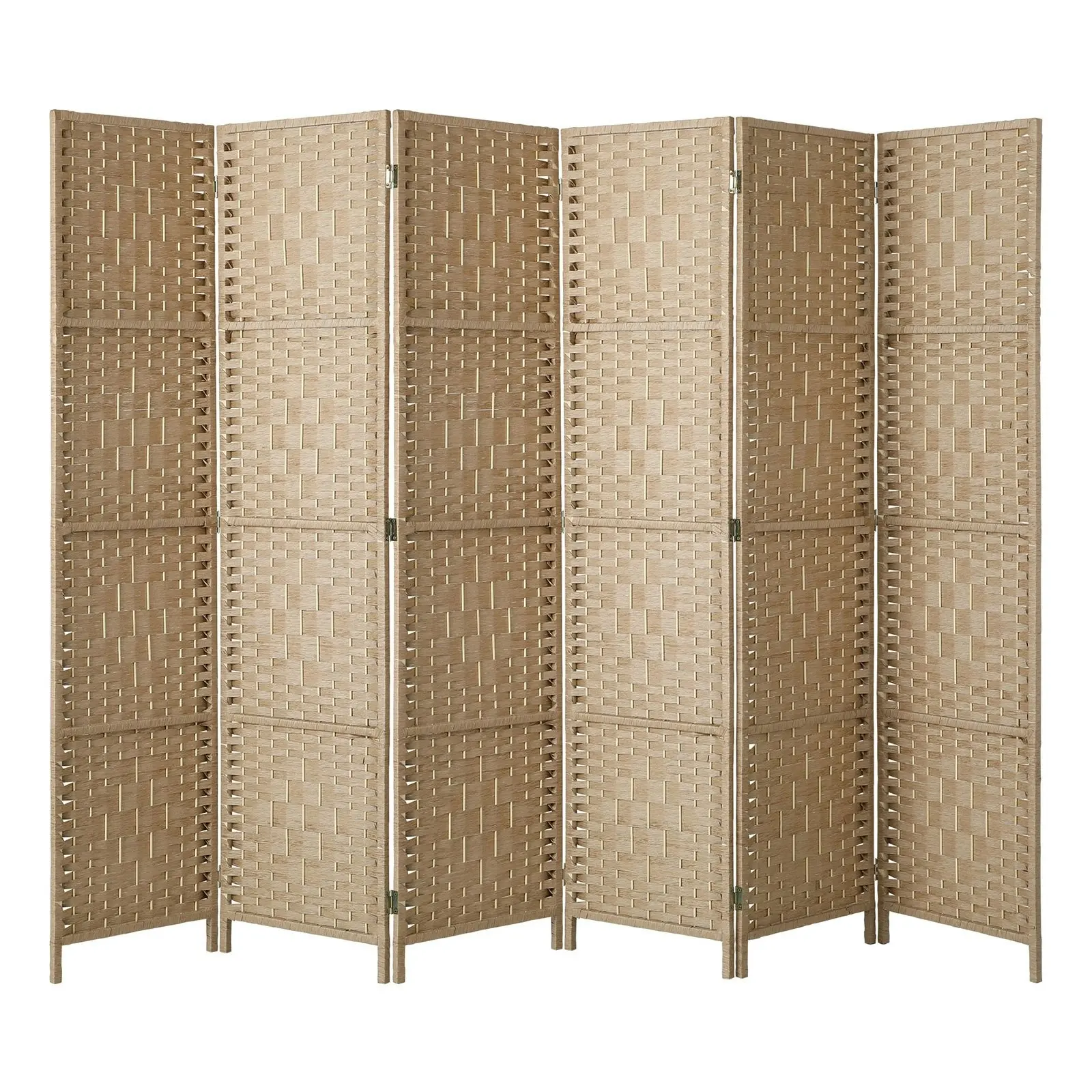 Oikiture 6 Panel Room Divider Privacy Screen Dividers Woven Wood Fold Stand