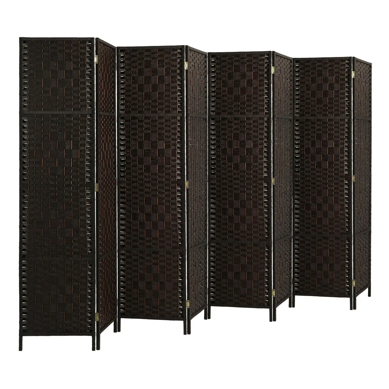 Oikiture 8 Panel Room Divider Screen Privacy Dividers Woven Wood Folding Brown