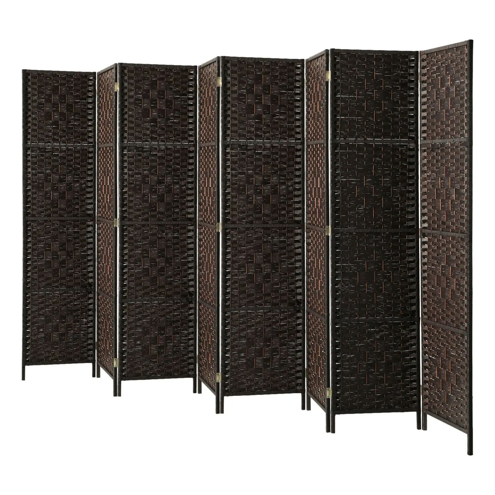 Oikiture 8 Panel Room Divider Screen Privacy Dividers Woven Wood Folding Brown