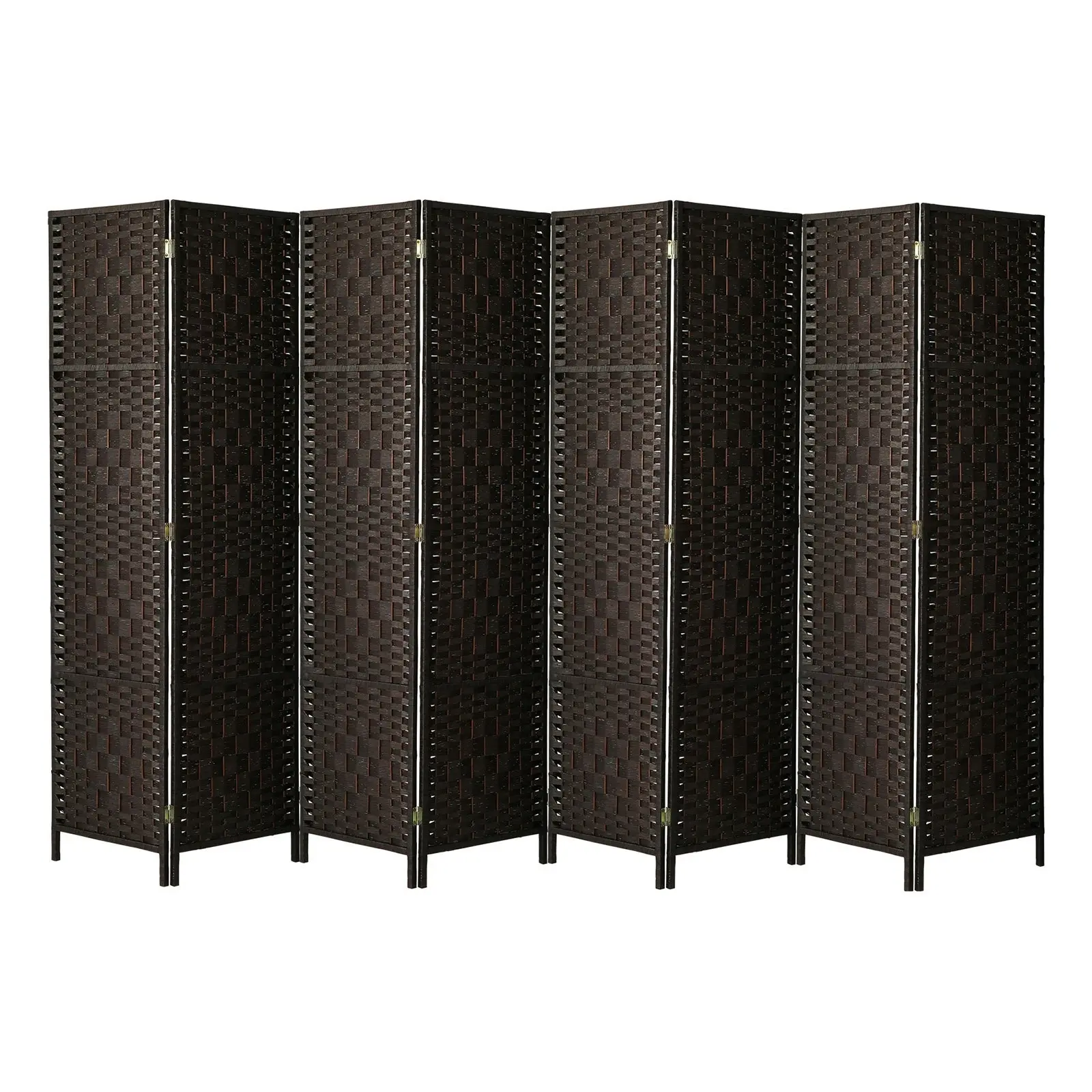 Oikiture 8 Panel Room Divider Screen Privacy Dividers Woven Wood Folding Brown