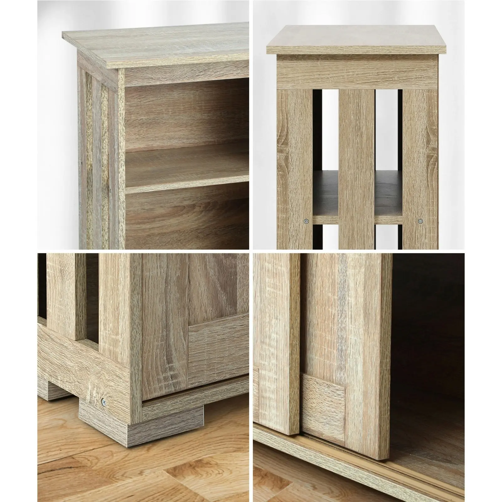 Oikiture Buffet Sideboard Cabinet Doors Storage Cupboard Hallway Table Natural