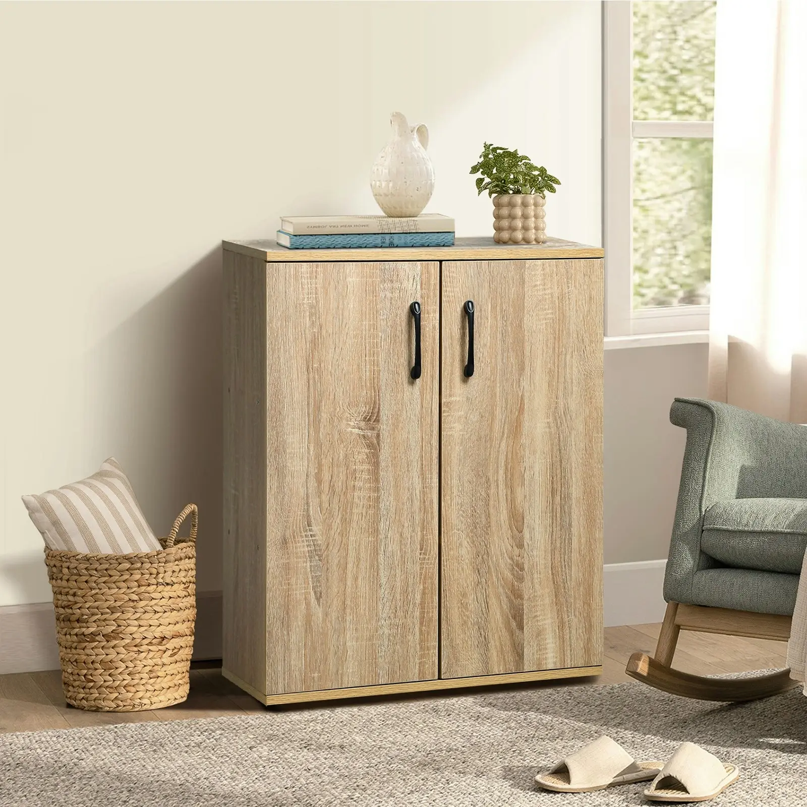 Oikiture Bathroom Storage Cabinet Sideboard Freestanding Cupboard Organiser